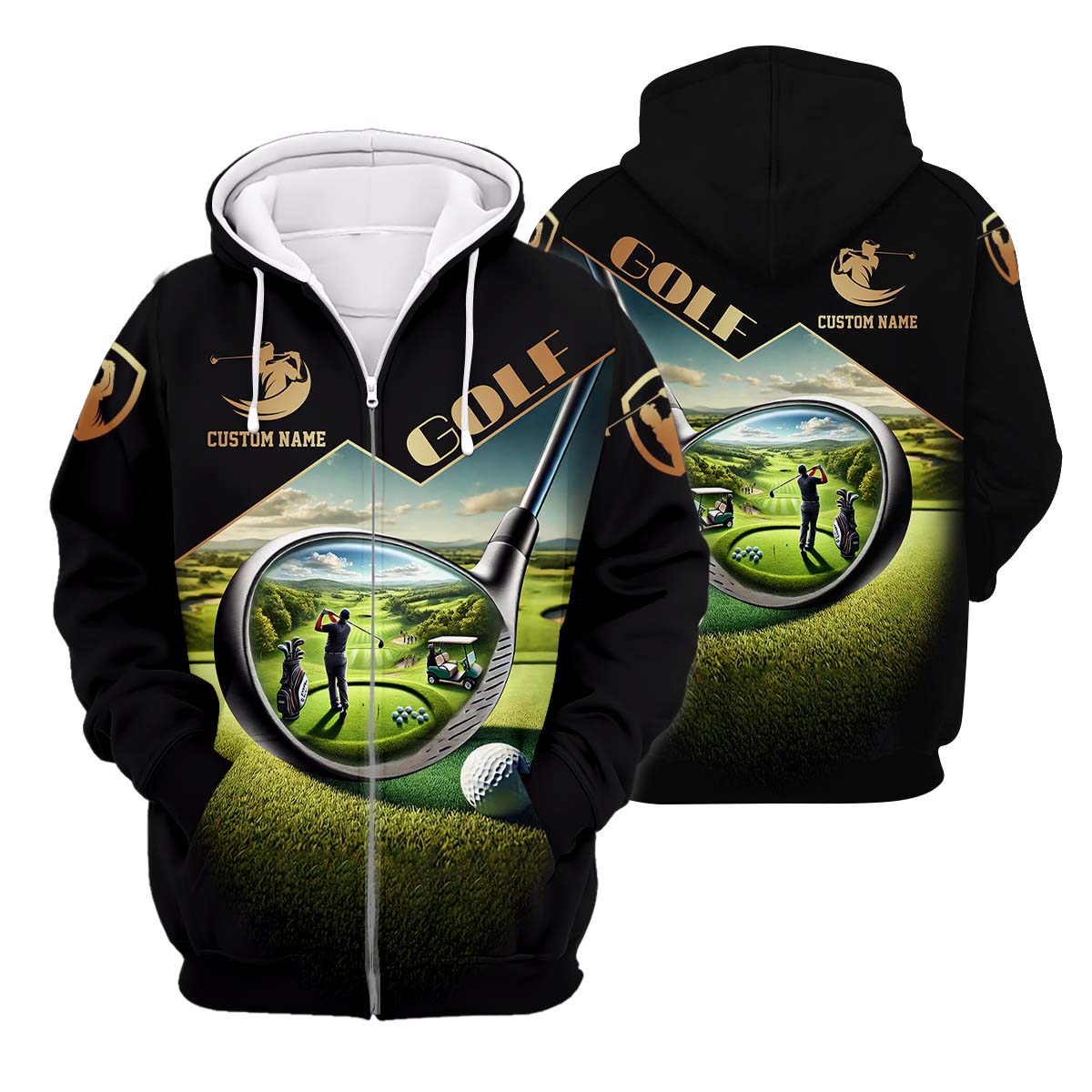 3D Golf Club, Custom Name Men's Golf Polo Shirt, Funny Golf Shirt, Golf Lover Gift