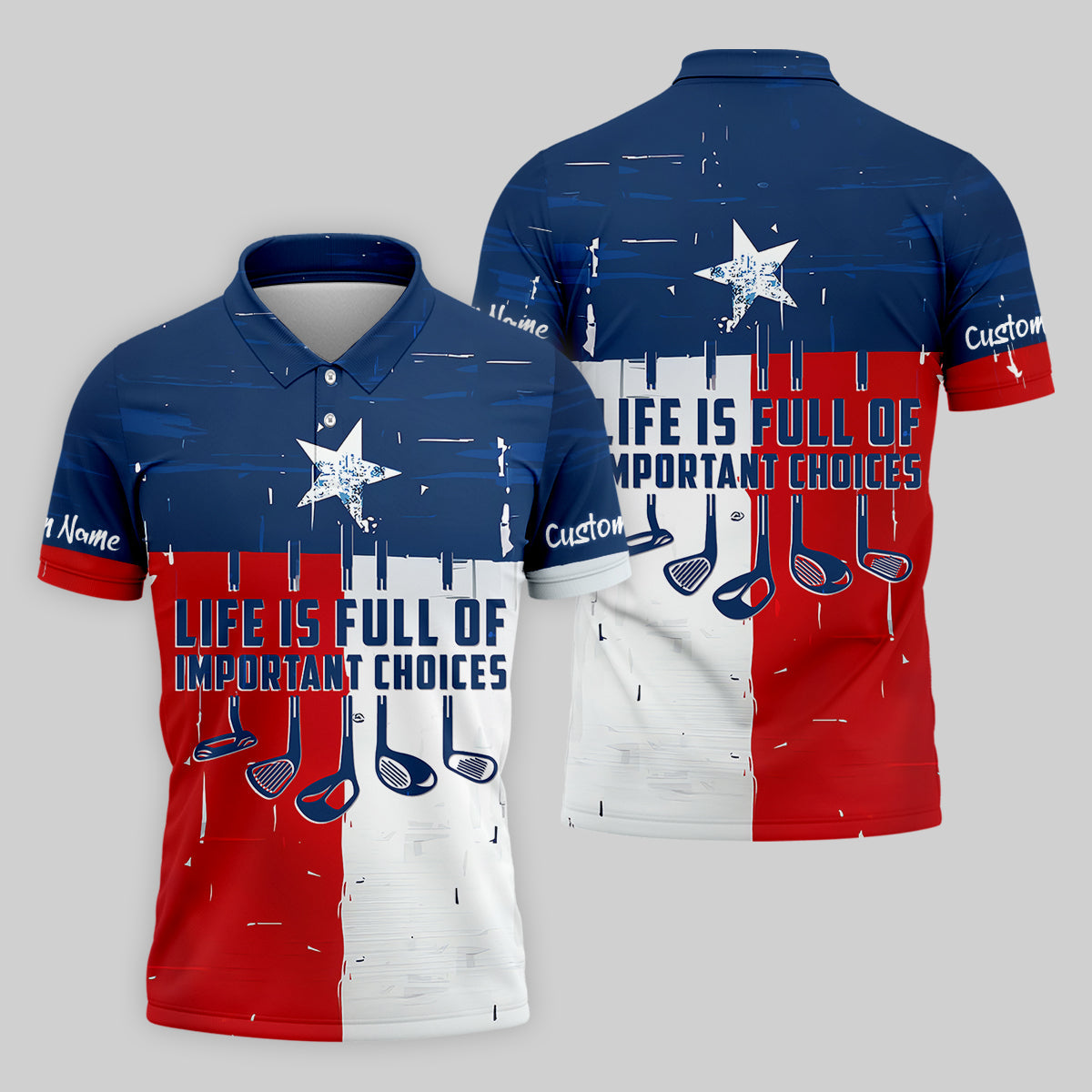 Life Is Full Of Important Choices Texas Custom Men's Golf Polo Shirt, Funny Golf Shirt, Dad Golf Gift