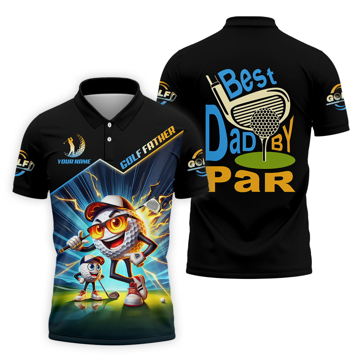 Best Dad By Par Golf Father Custom Men's Golf Polo Shirt, Funny Golf Shirt, Christmas Golf Gift