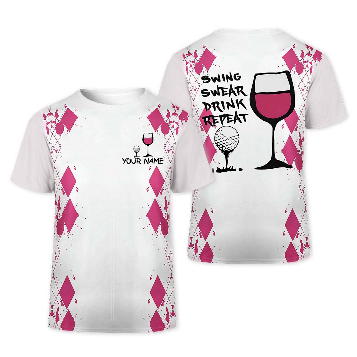 Swing Swear Drink Repeat Womens Golf Polo Shirt, Golfing Apparel, Womens Golf Gifts