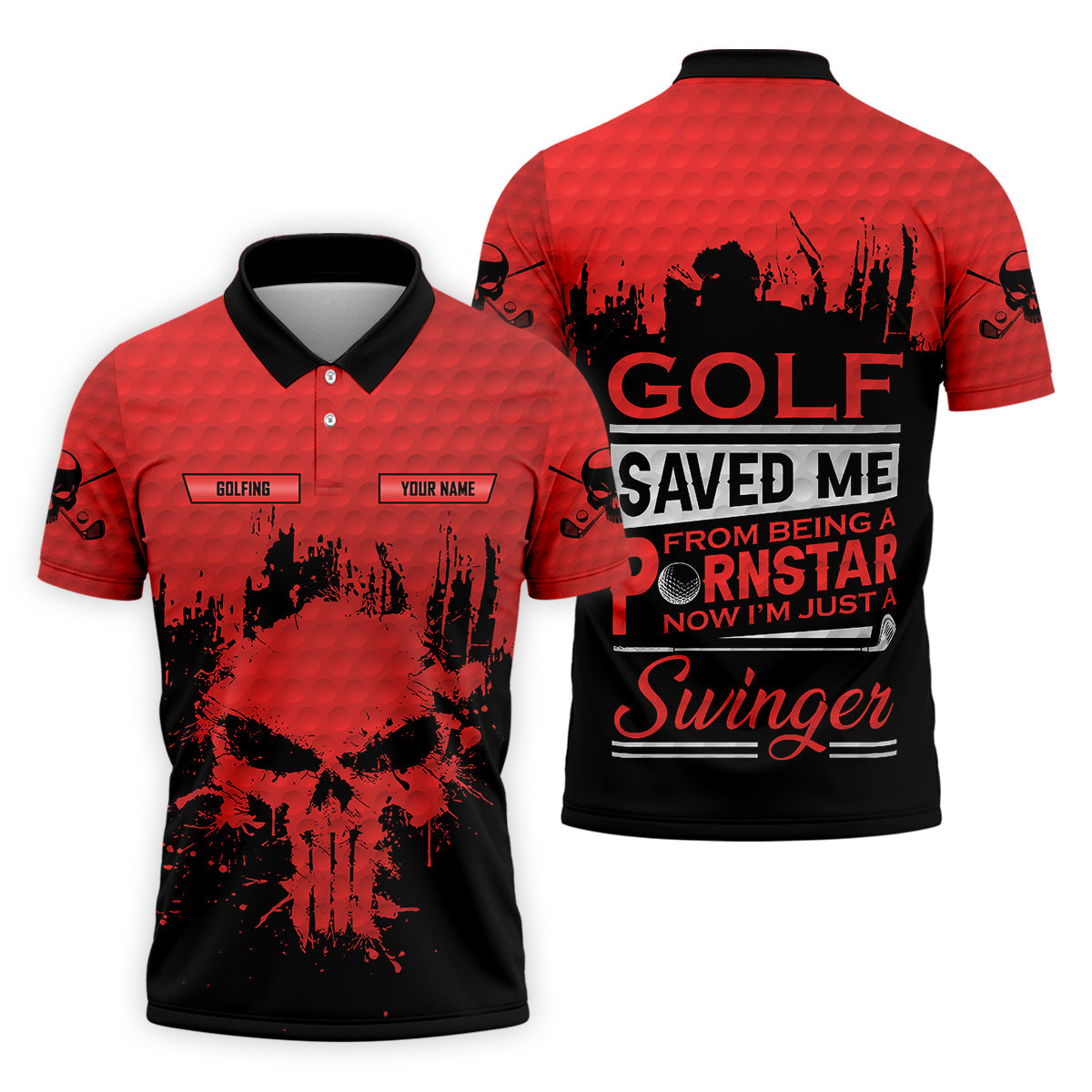Golf Saved Me From Being A Porn Star Now I'm Just A Swinger Custom Funny Golf Polo Shirt, Dad Golf Gift