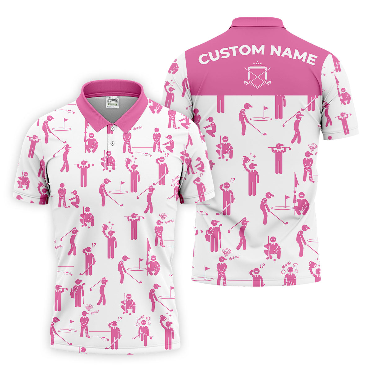 Personalized Men Patterned Golf Shirts, Golf Presents For Him, Men Golf Polo, His And Hers Golf Shirts