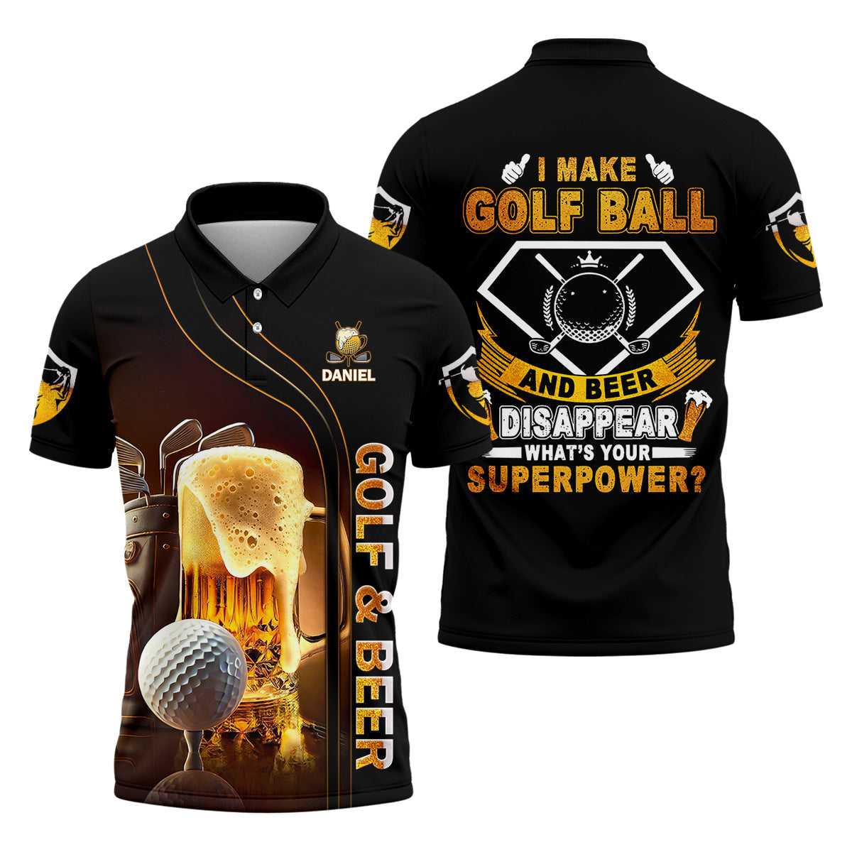I Make Golf Ball And Beer Disappear Custom Golf Polo Shirt, Mens Golf Gift, Golf Lover Gift