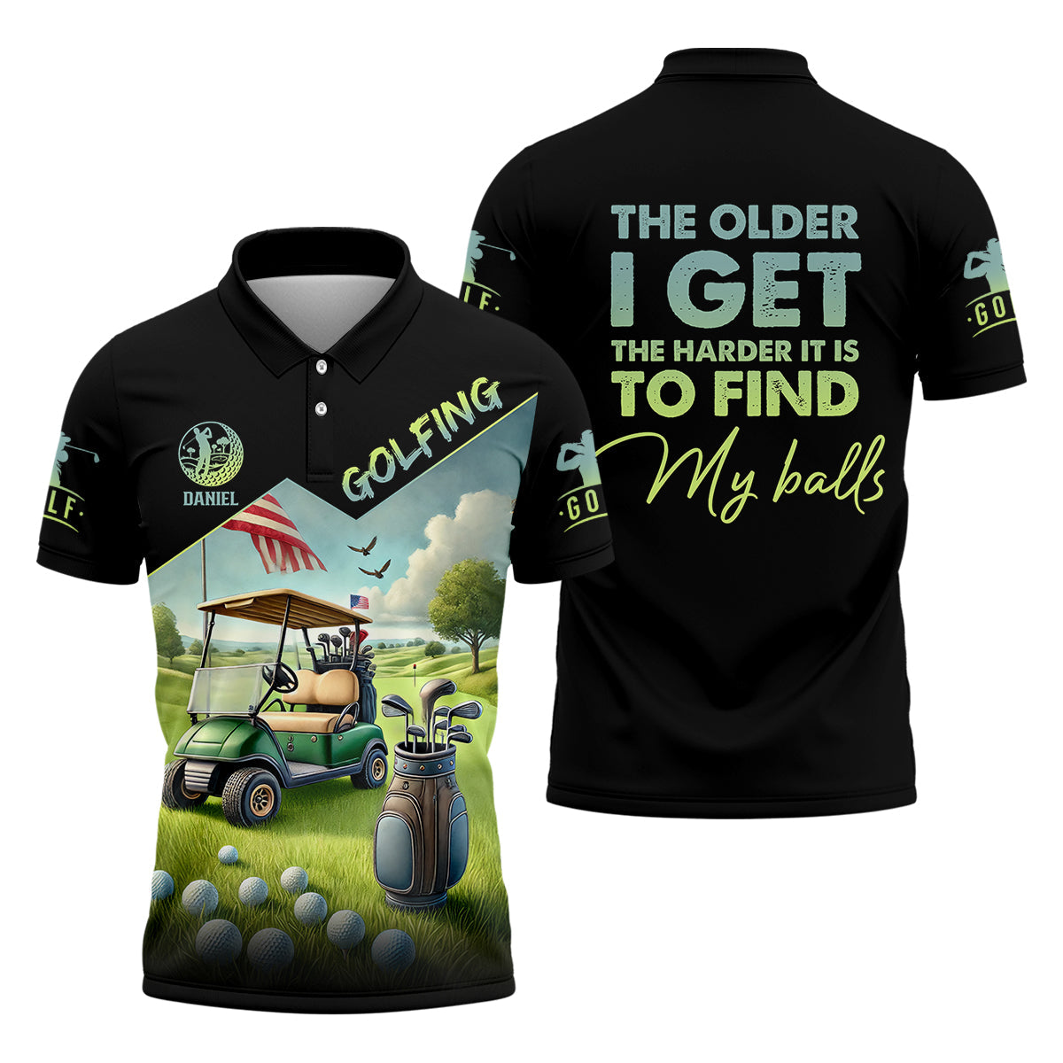 The Older I Get Custom Men's Golf Polo Shirt, Funny Golf Shirt, Dad Golf Gift