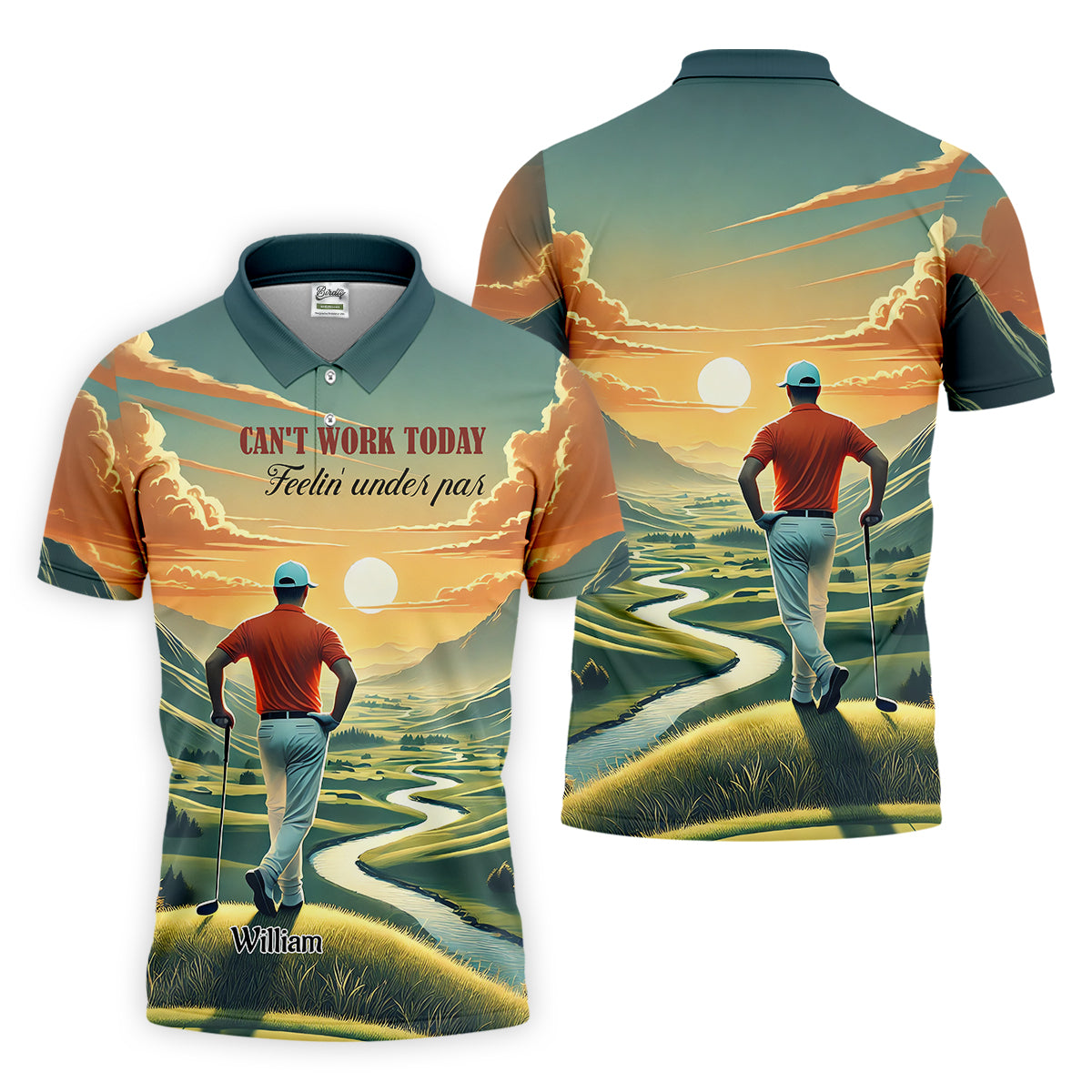 Can't Work Today Feelin' Under Par Custom Funny Golf Polo Shirt, Dad Golf Gifts