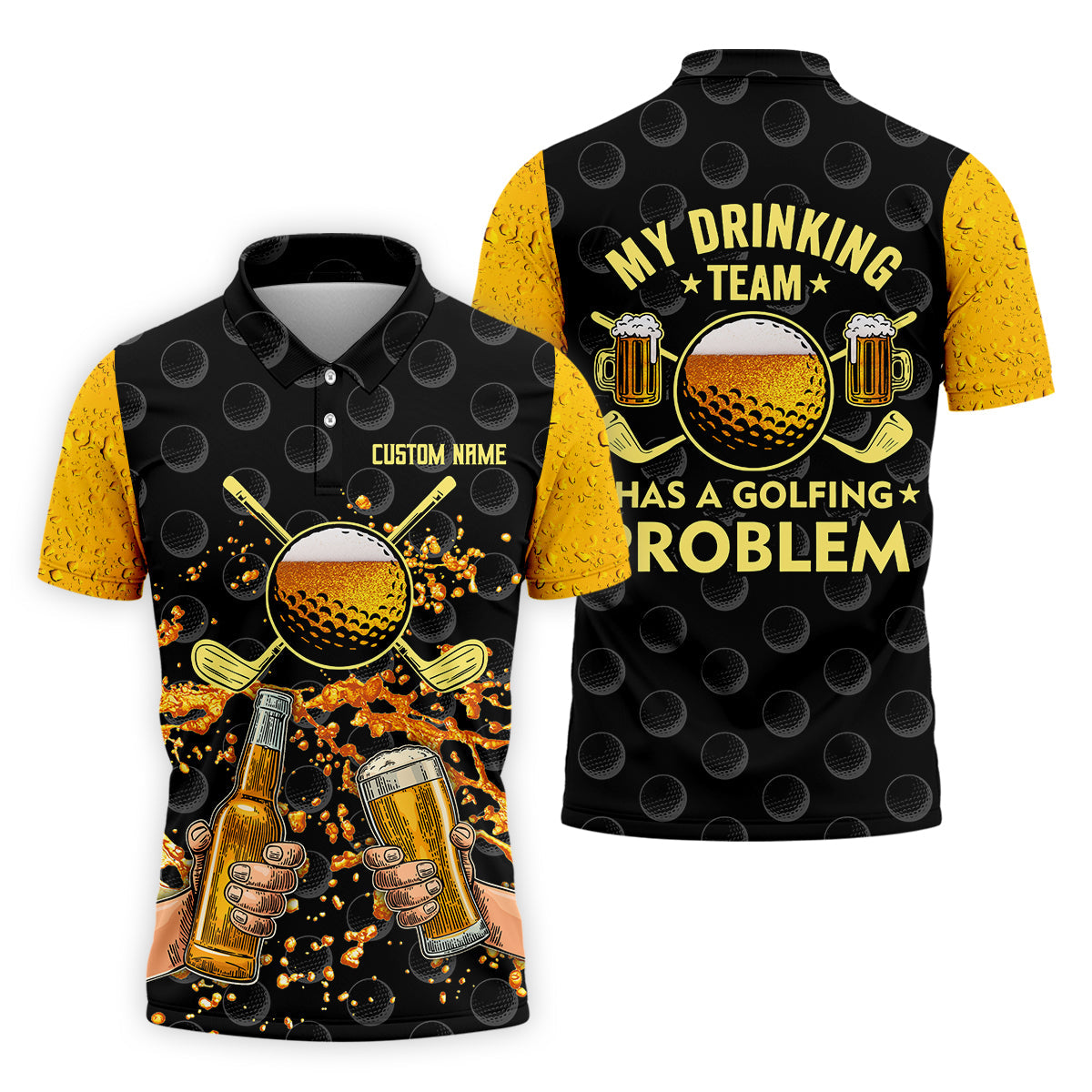 My Drinking Team Has A Golfing Problem Custom Men's Golf Polo Shirt, Funny Golf Shirt, Dad Golf Gift