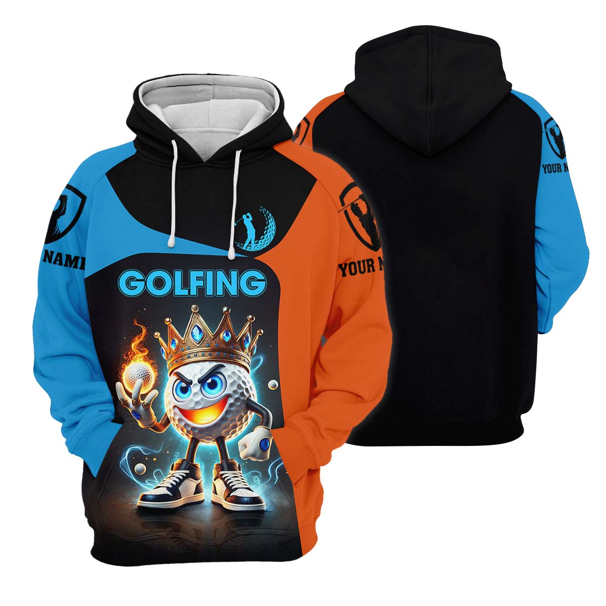 Fire Crown Funny Golf Polo Shirt, Golfing Apparel, Golf Gift For Men