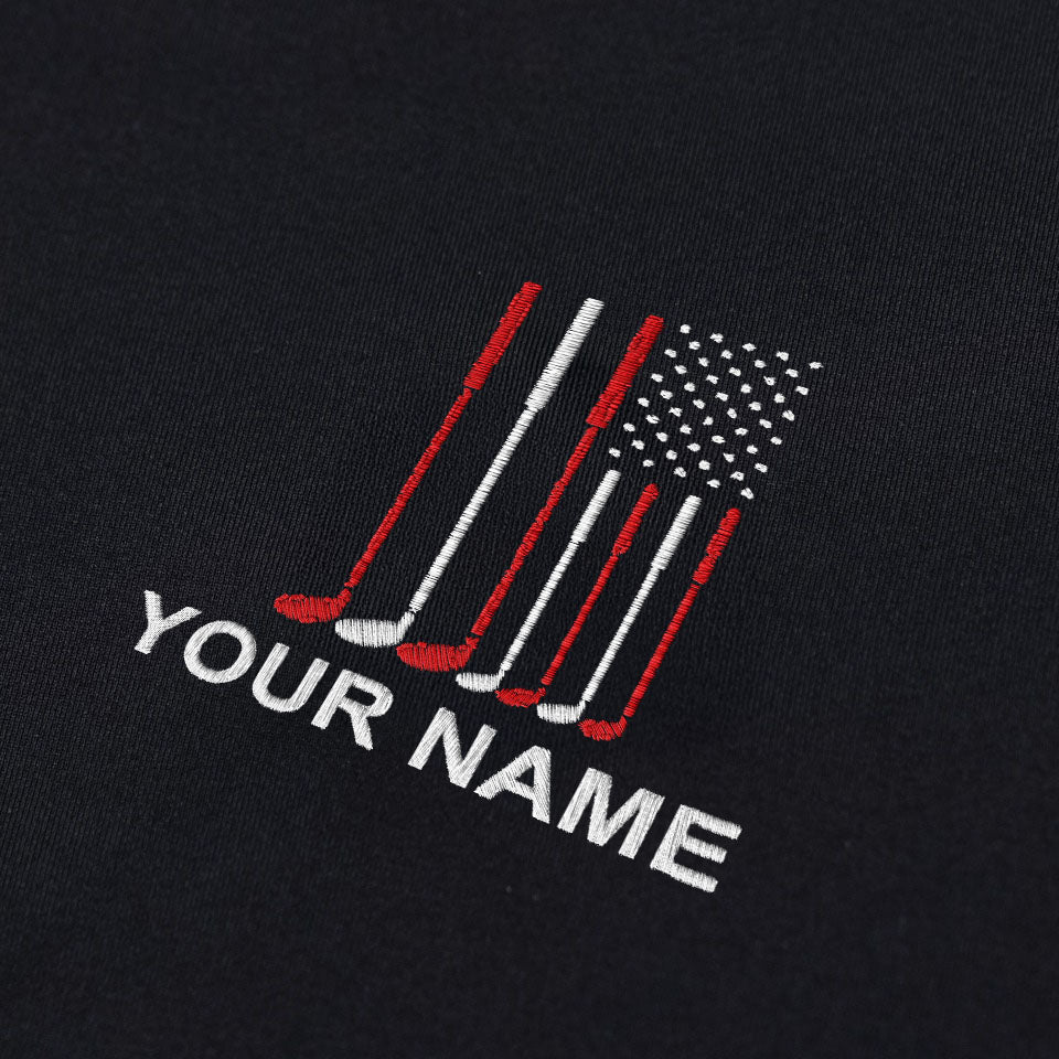 American Flag Custom Embroidered Golf Polo Shirt, Dad Golf Gift