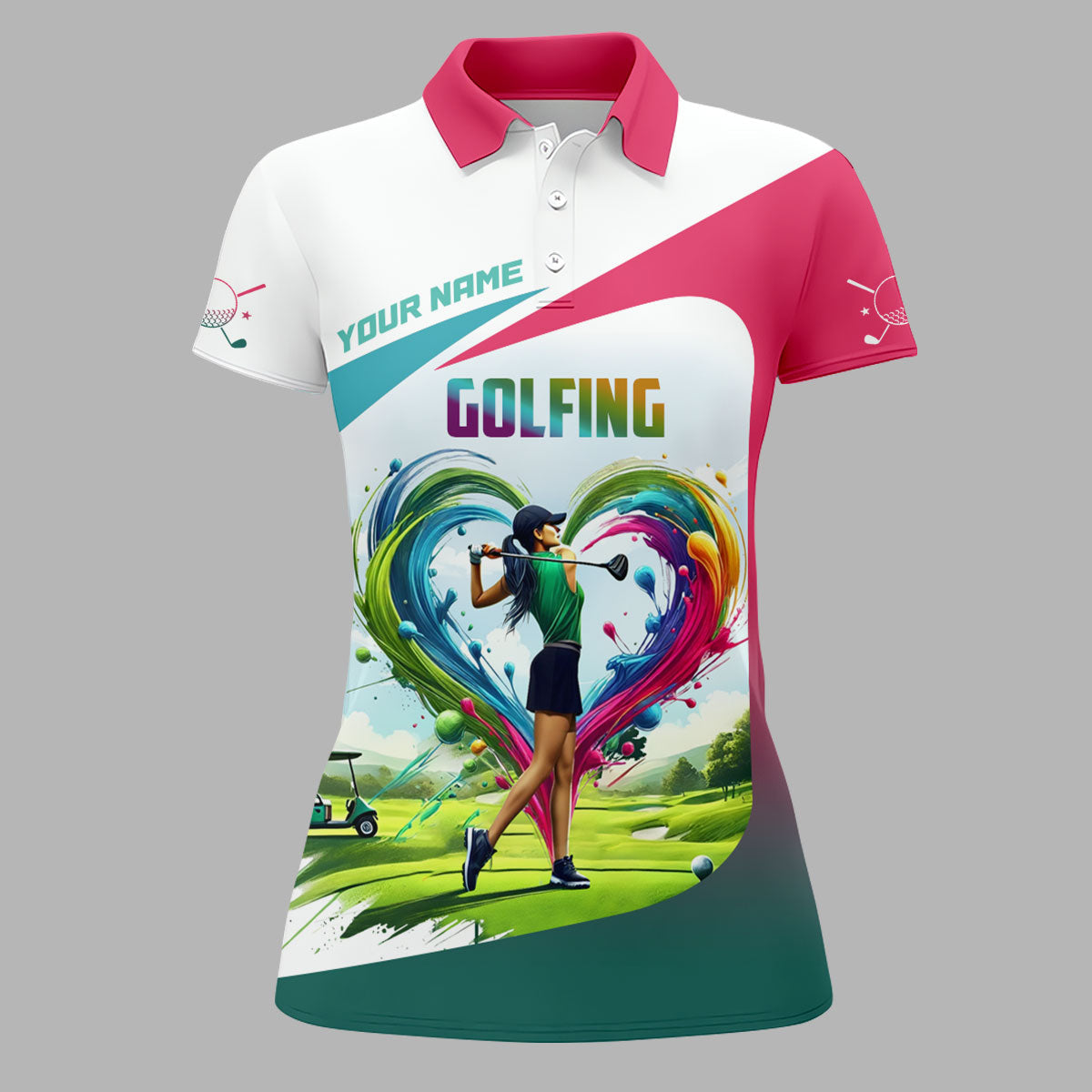 Golf Swing Women Funny Womens Golf Polo Shirt, Fun Womens Golf Shirts, Custom Ladies Golf Shirt