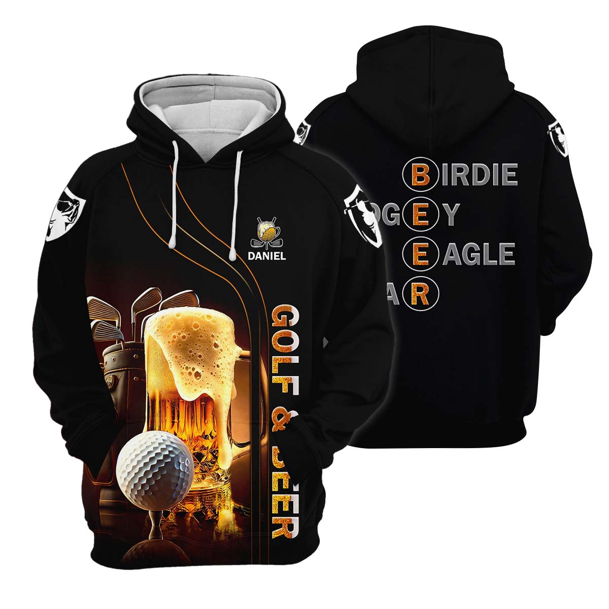 Golf And Beer Custom Men's Funny Graphic Golf Polo Shirt, Dad Golf Gift