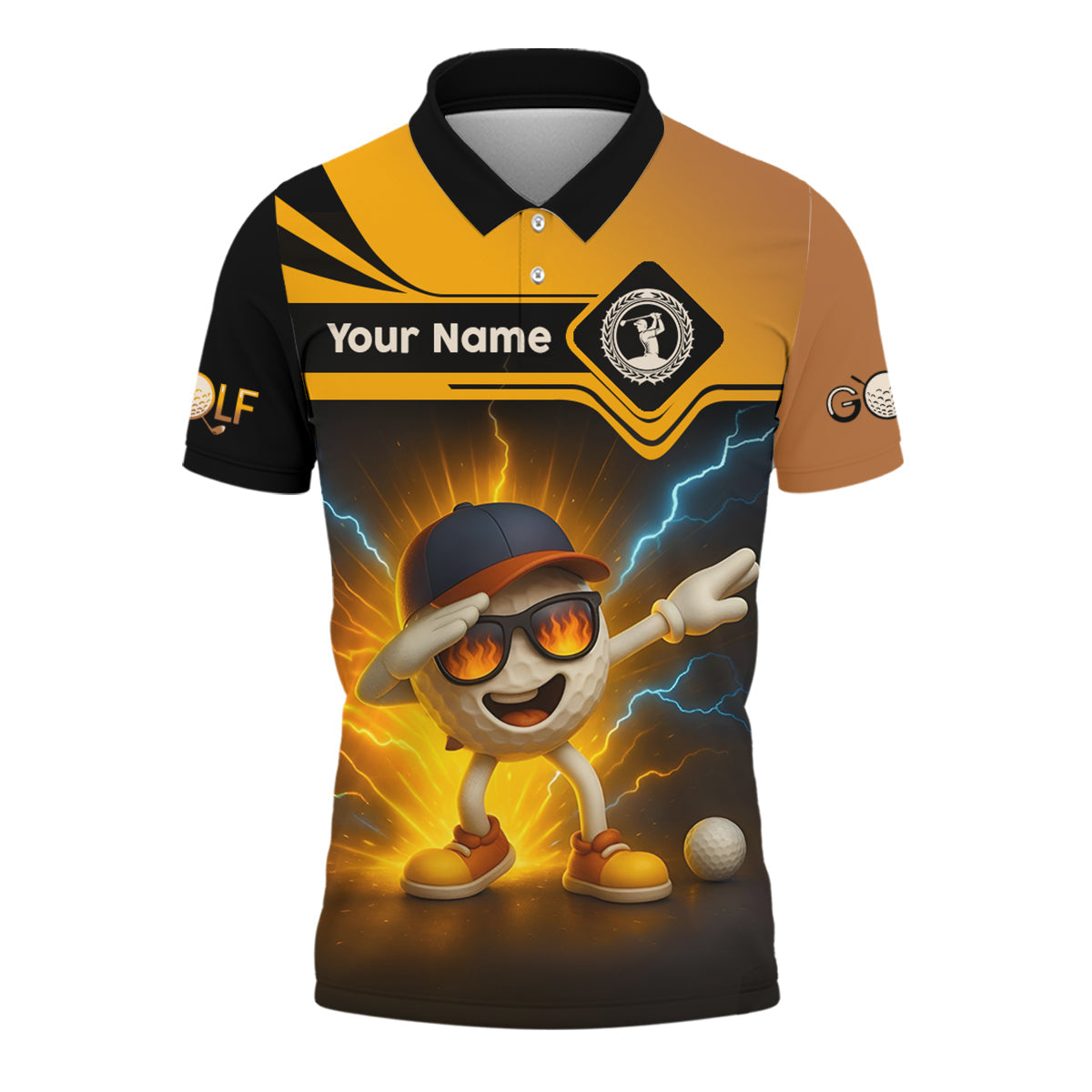 Funny Golf Ball Dabbing Shirt, Men's Funny Graphic Golf Polo Shirt, Gifts For Golfing Dad