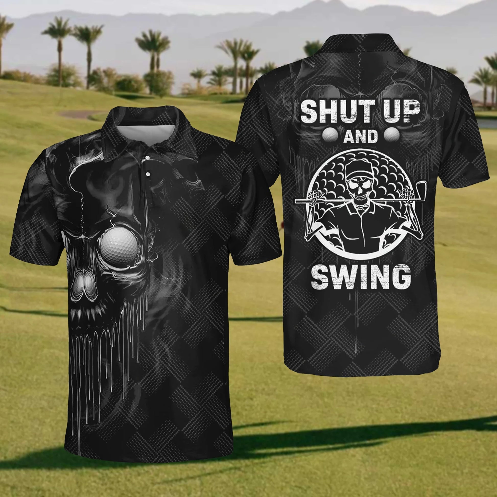 Shut Up And Swing Mens Golf Polo Shirt, Mens Golf Gift, Mens Golf Shirt