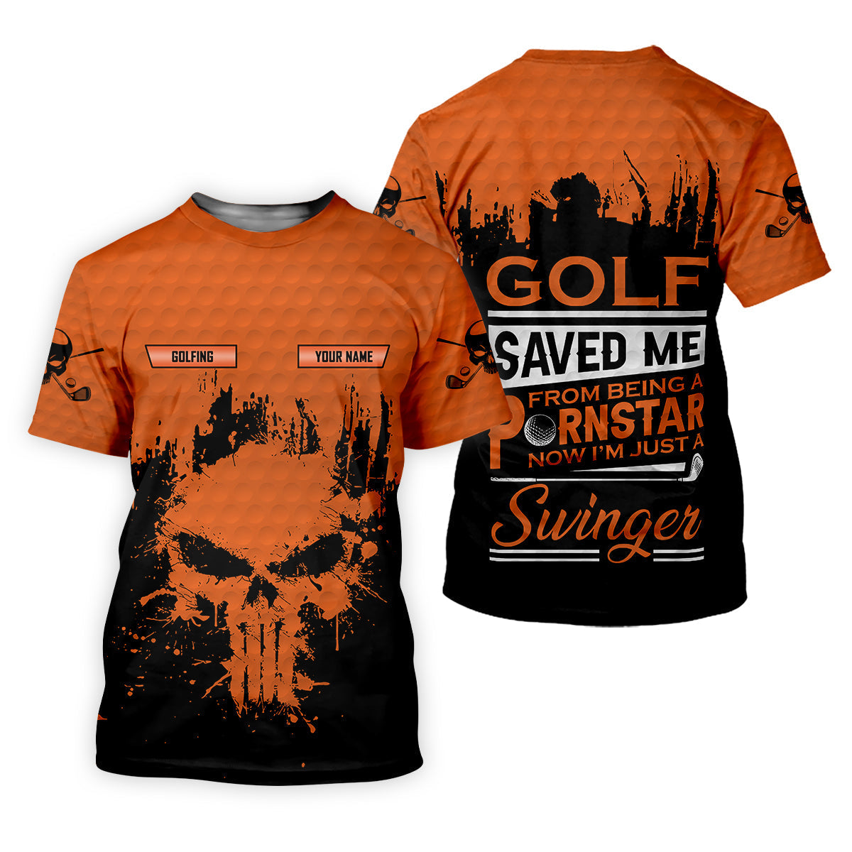 Golf Saved Me From Being A Porn Star Now I'm Just A Swinger Custom Skull Golf Polo Shirt, Dad Golf Gift
