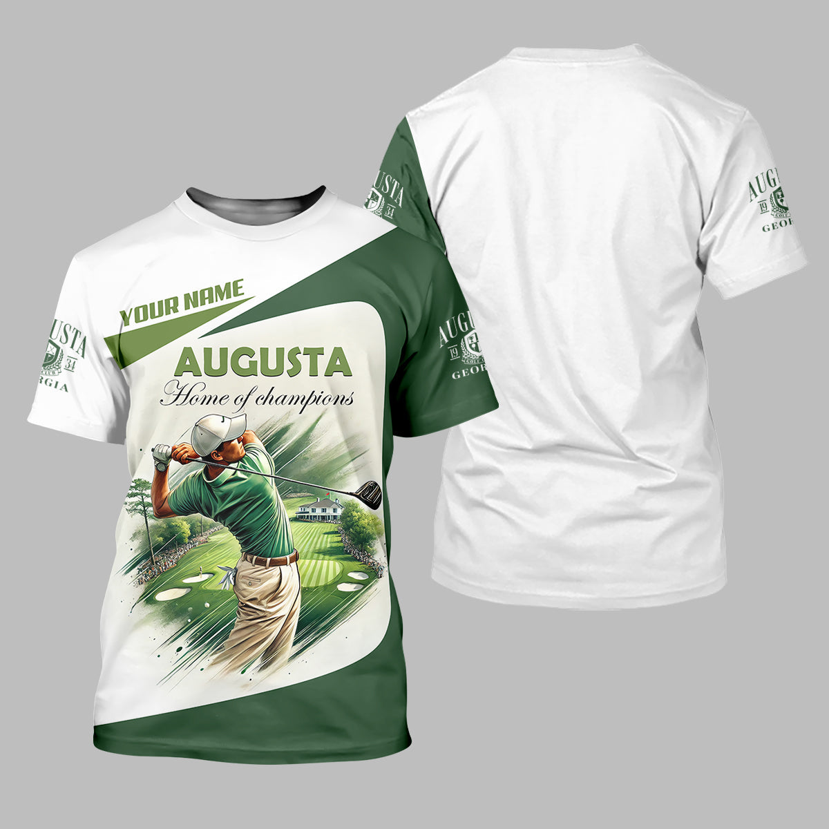 Custom Augusta Golfer Home Of Champions Men's Golf Polo Shirt, Mens Golf Gift, Mens Golf Shirt