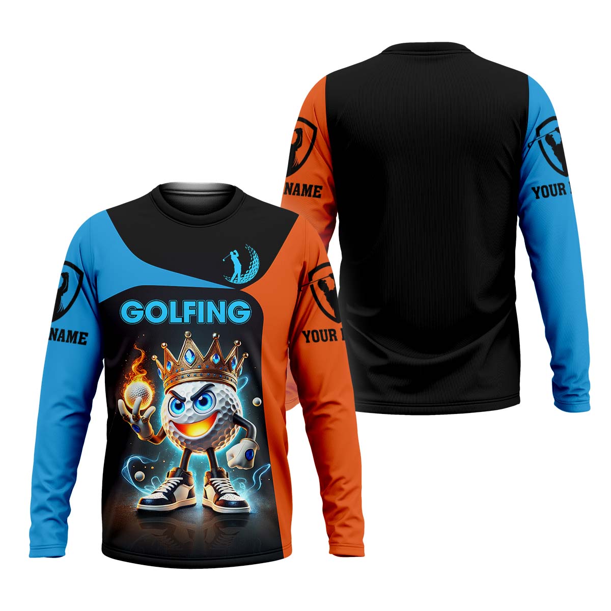 Fire Crown Funny Golf Polo Shirt, Golfing Apparel, Golf Gift For Men