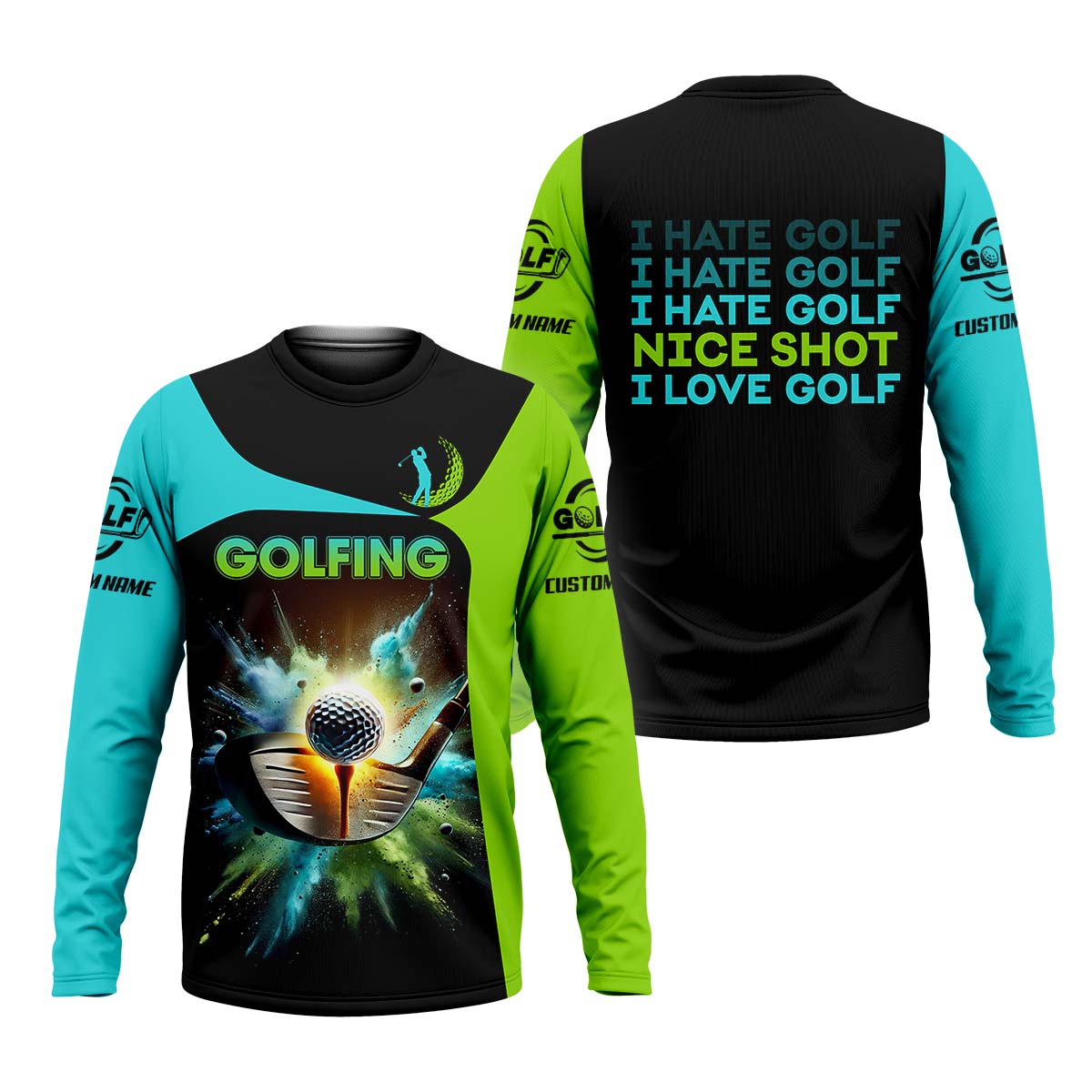 I Hate Golf Nice Shot I Love Golf, Custom Men's Golf Polo Shirt, Golfing Apparel, Gift For Golf Lover