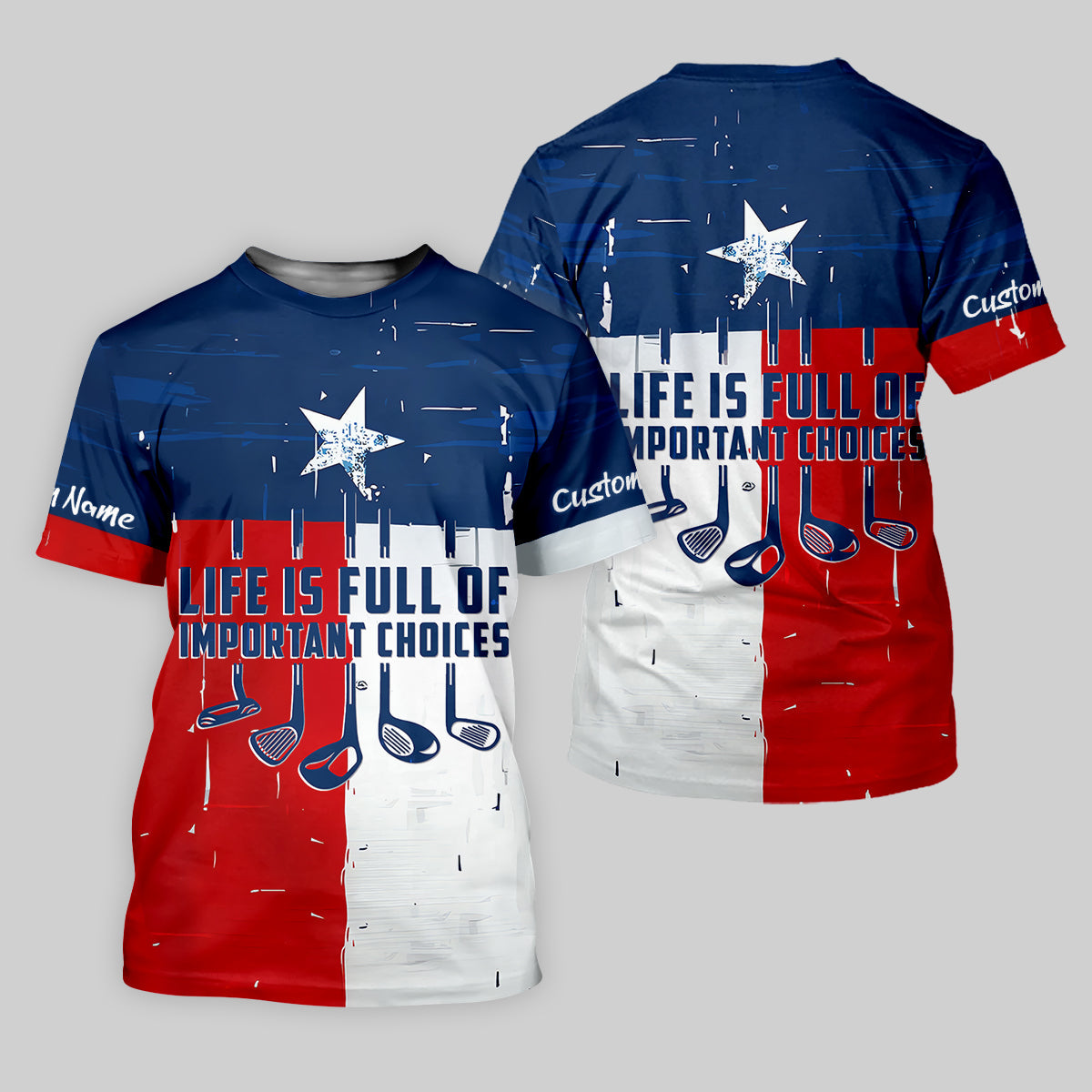 Life Is Full Of Important Choices Texas Custom Men's Golf Polo Shirt, Funny Golf Shirt, Dad Golf Gift