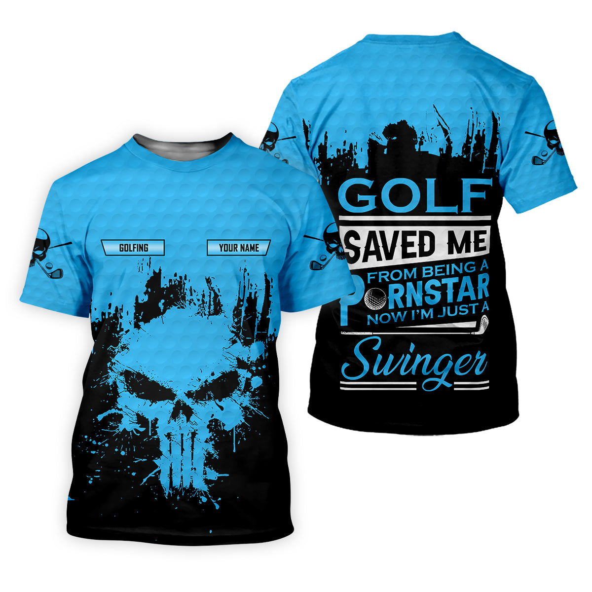 Golf Saved Me From Being A Porn Star Now I'm Just A Swinger Custom Funny Skull Golf Polo Shirt, Dad Golf Gift