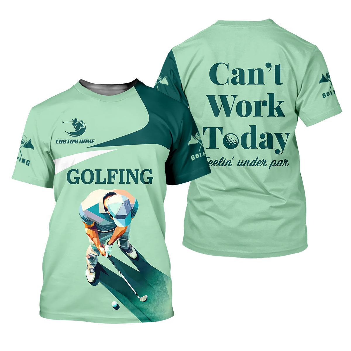 Can't Work Today Feelin Under Par Custom Men's Golf Polo Shirt, Funny Golf Shirt, Gift For Golfers