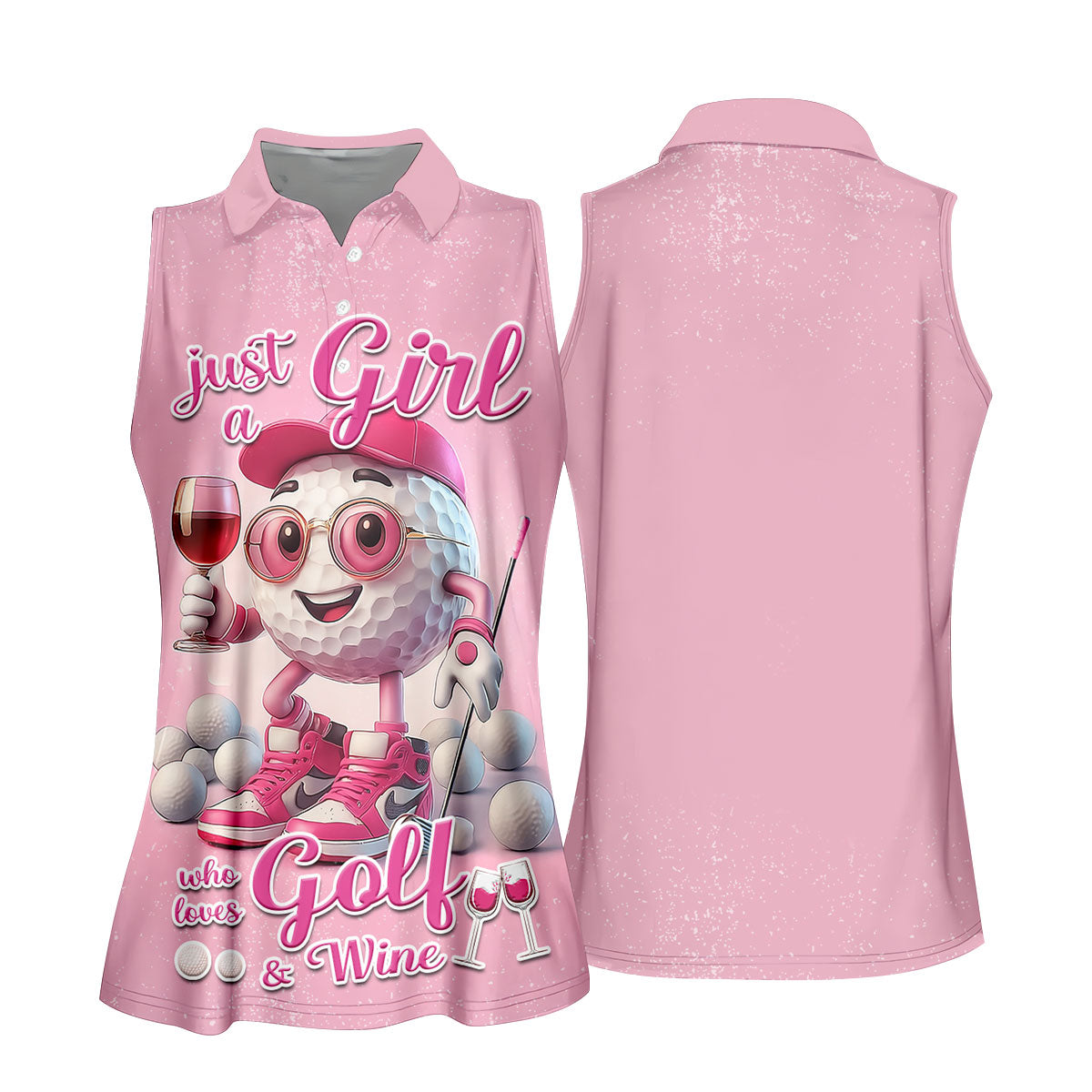 Just A Girl Who Loves Golf And Wine Custom Womens Golf Polo Shirt, Womens Golf Gifts