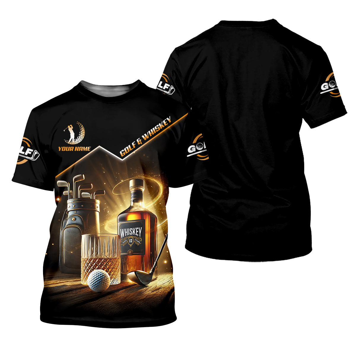 Golf And Whiskey Custom Men's Golf Polo Shirt, Whiskey Golf Shirt, Gift For Golfers