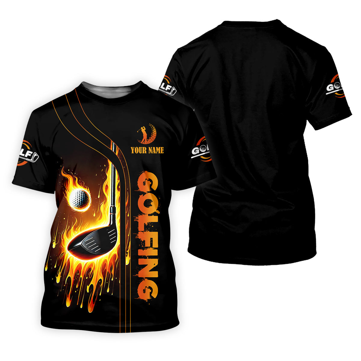 Fire Golf Ball Custom Men's Golf Polo Shirt, Funny Golf Shirt, Dad Golf Gifts