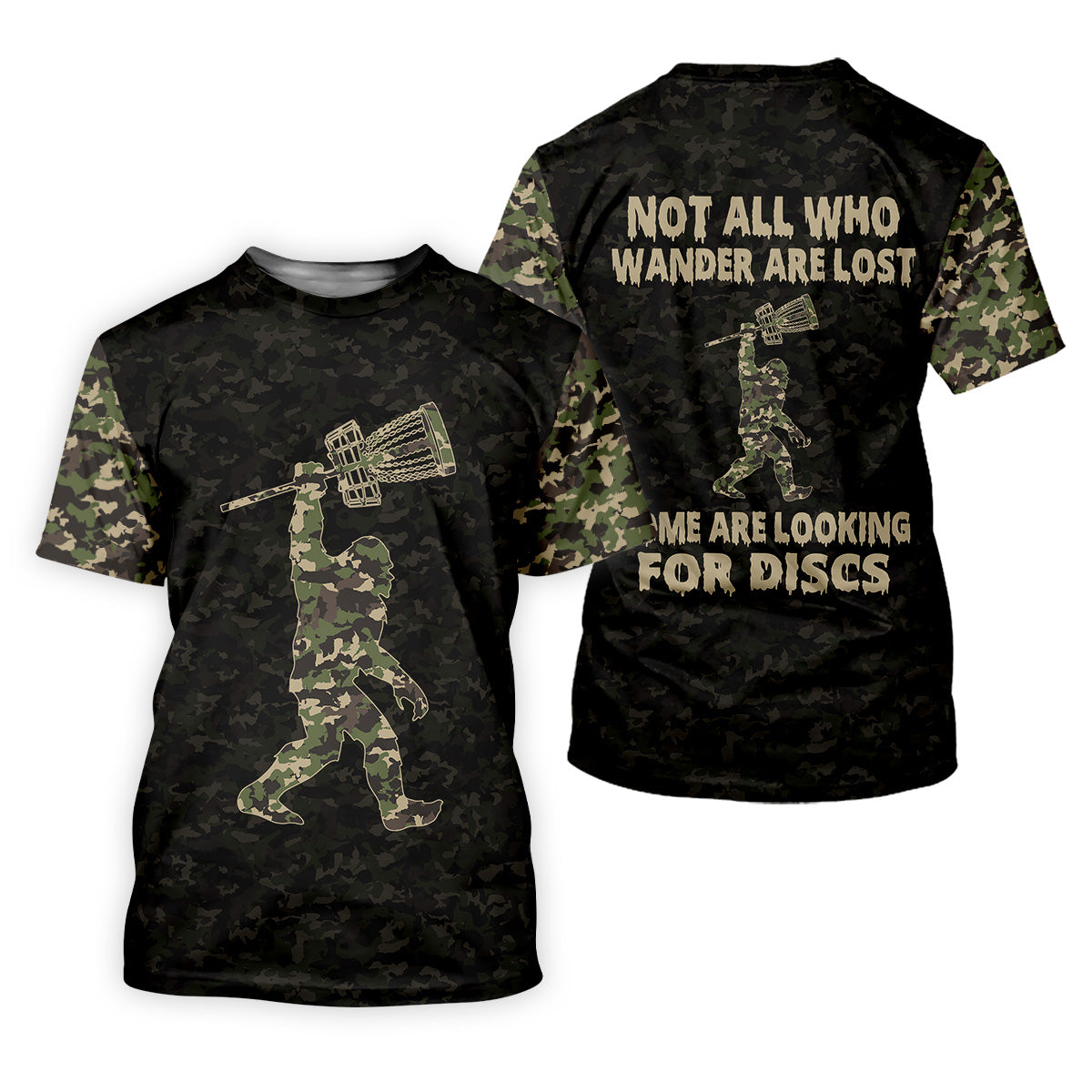 Funny Bigfoot Discs Golf Men's Golf Polo Shirt, Camo Golf Shirt, Mens Golf Shirt, Funny Golf Shirt