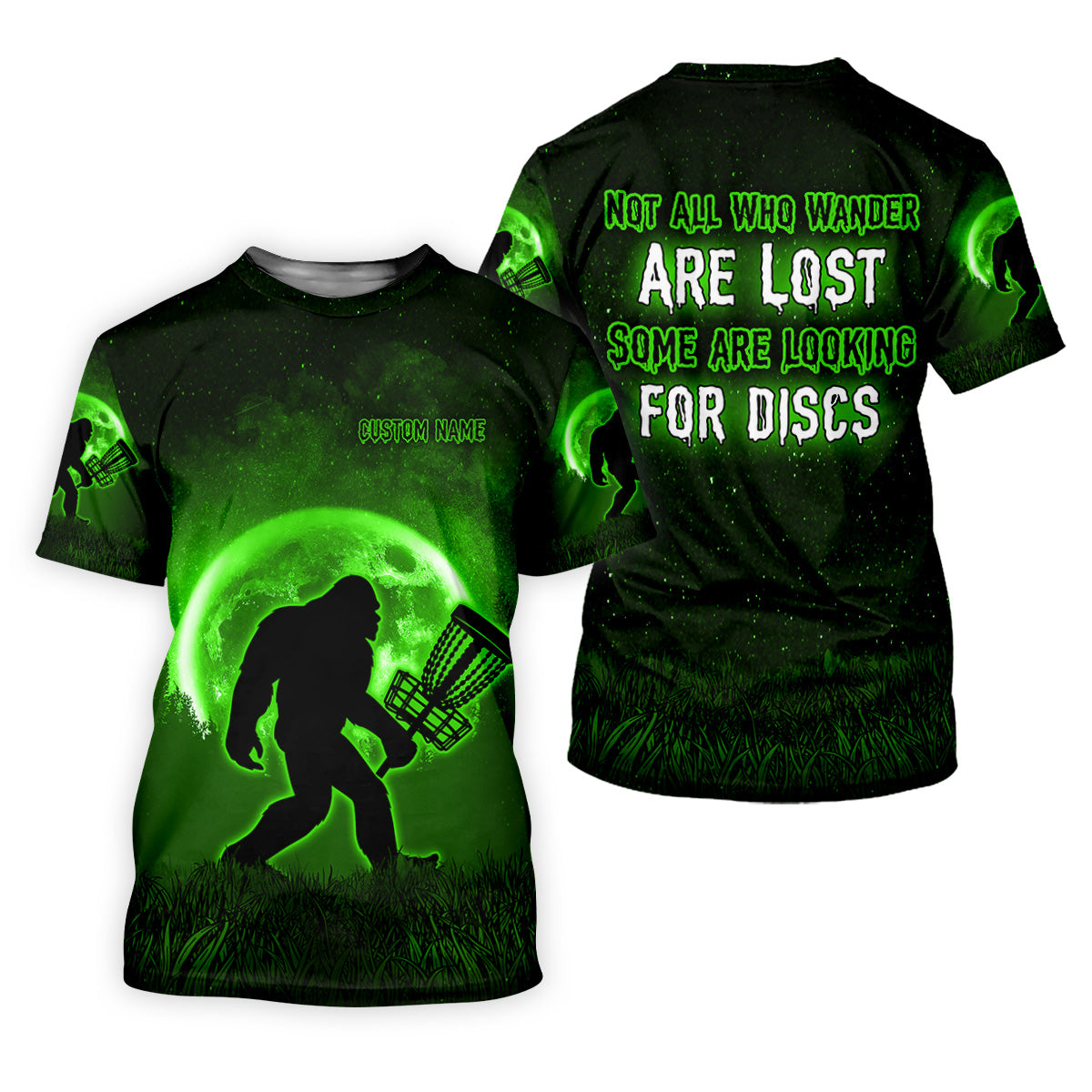Not All Who Wander Are Lost Bigfoot Disc Golf Shirt, Personalized Golf Shirt, Funny Golf Polo Shirt