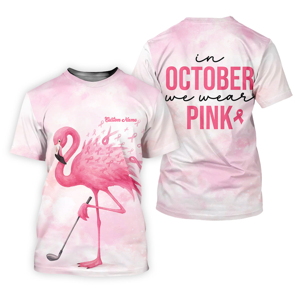 In October We Wear Pink Golf Shirt, Breast Cancer Awareness Shirts, Men Golf Polo Shirt, Golf Gift For Men