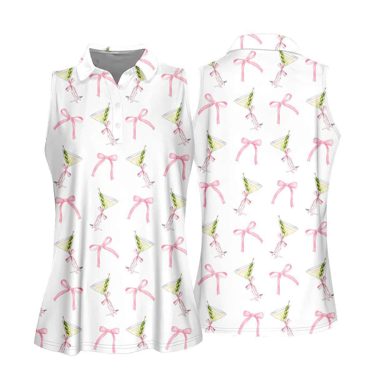 Margarita Golf Shirt For Women, Coquette Pattern Ladies Golf Tops, Ladies Sleeveless Golf Shirts, Matching Golf Shirts