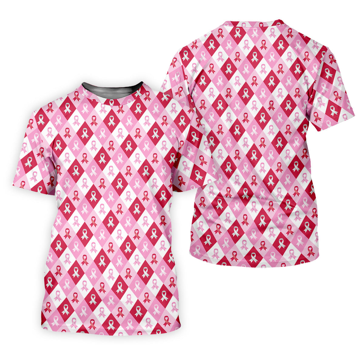 Breast Cancer Golf Shirt, Pink Argyle Golf Shirt, Breast Cancer Awareness Shirts, Golf Gift For Men