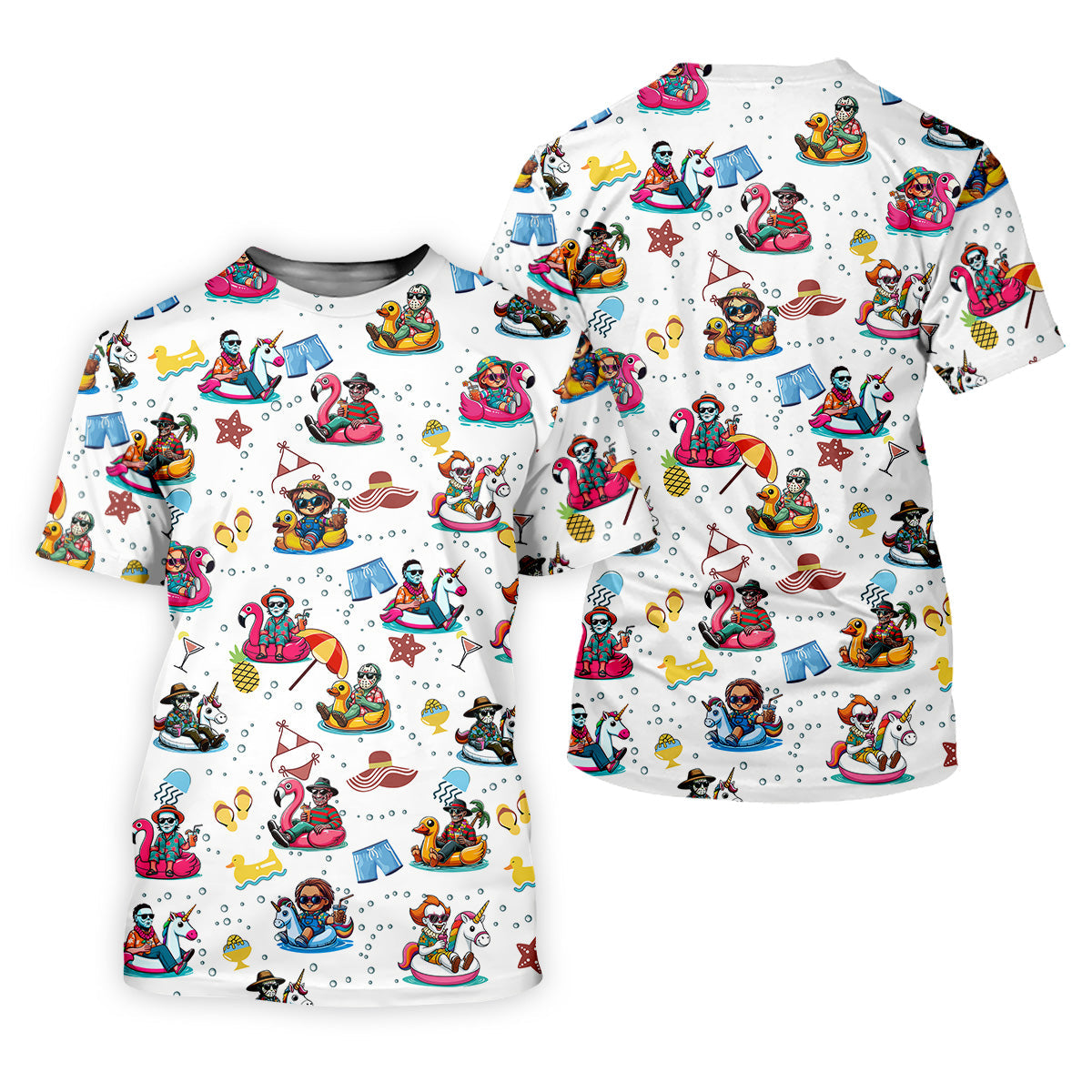 Funny Horror Character Pool Party Hawaiian Shirt, Halloween Movie Shirt, Horror Movie Shirt, Funny Hawaiian Shirt