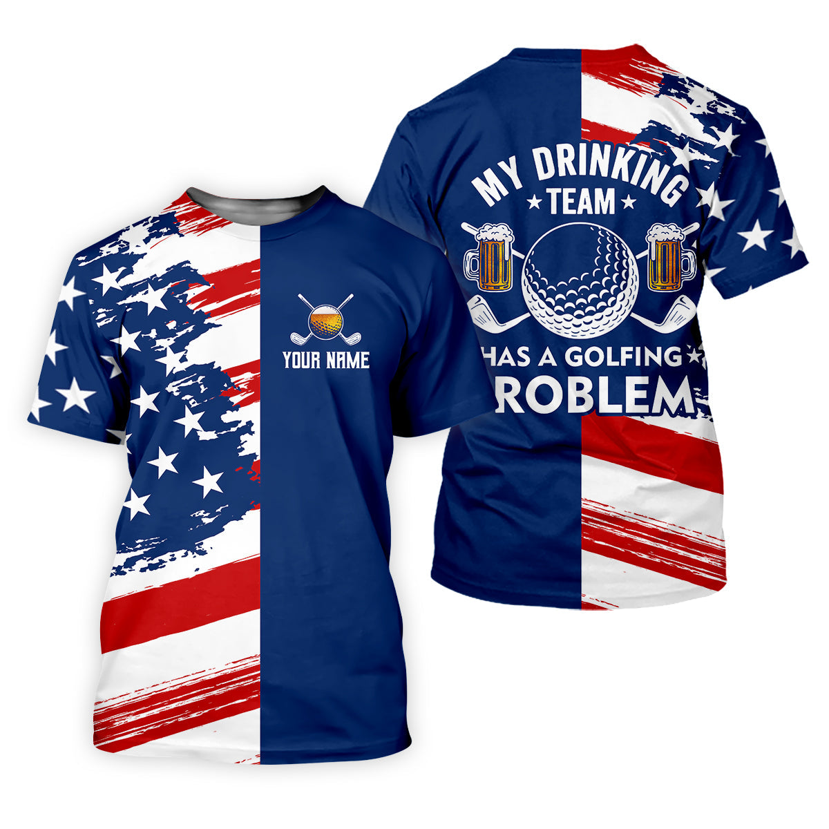 My Drinking Team Has A Golfing Problem Custom Men's Golf Polo Shirt, Funny Beer Golf Shirt, Dad Golf Gift