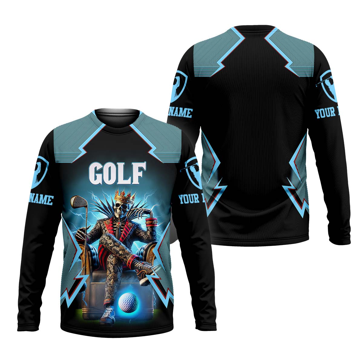 Skeleton King Custom Men's Golf Polo Shirt, Golfing Apparel, Gift For Golfers