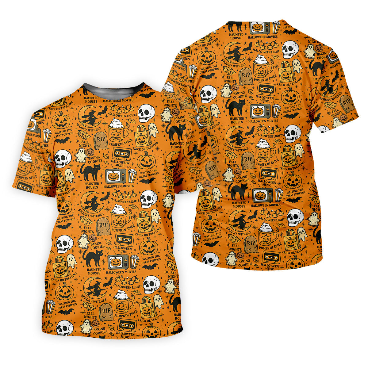 Orange Halloween Cat Golf Polo Shirts, Halloween Theme Shirts, Mens Golf Polo Shirts, Golfing Apparel