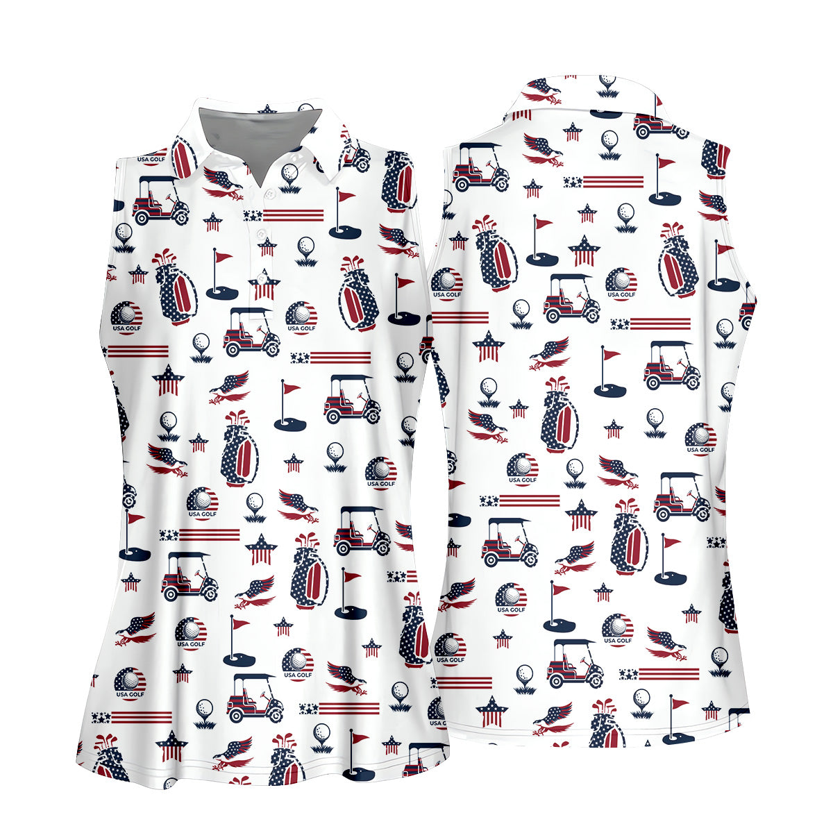 Patriotic USA Funny Womens Golf Polo Shirt, Women's 4th Of July Shirts, USA Golf Shirt, Custom Ladies Golf Shirt