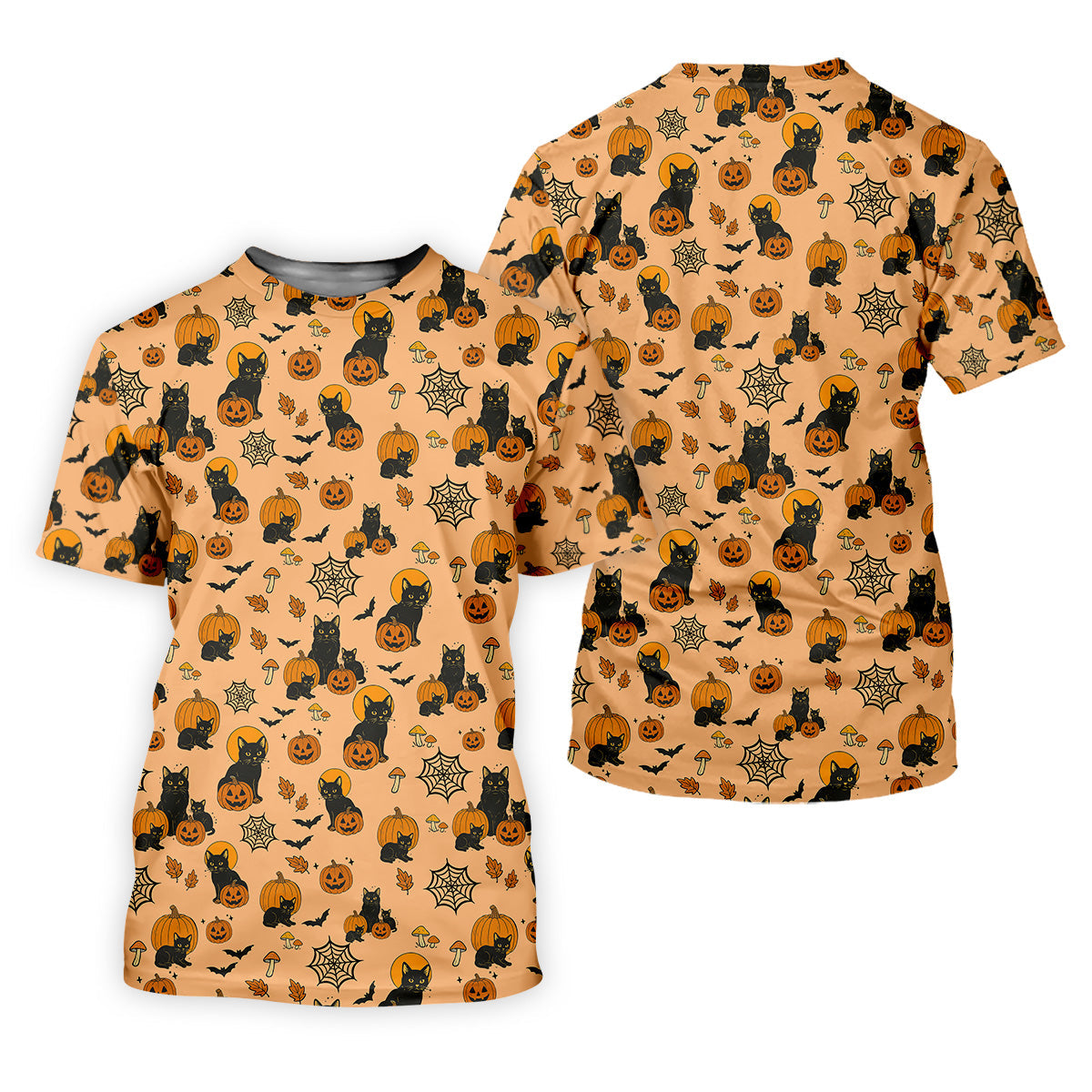 Black Cat Pumpkin Halloween Golf Shirt, Orange Golf Shirt, Mens Golf Polo Shirts, Golfing Apparel