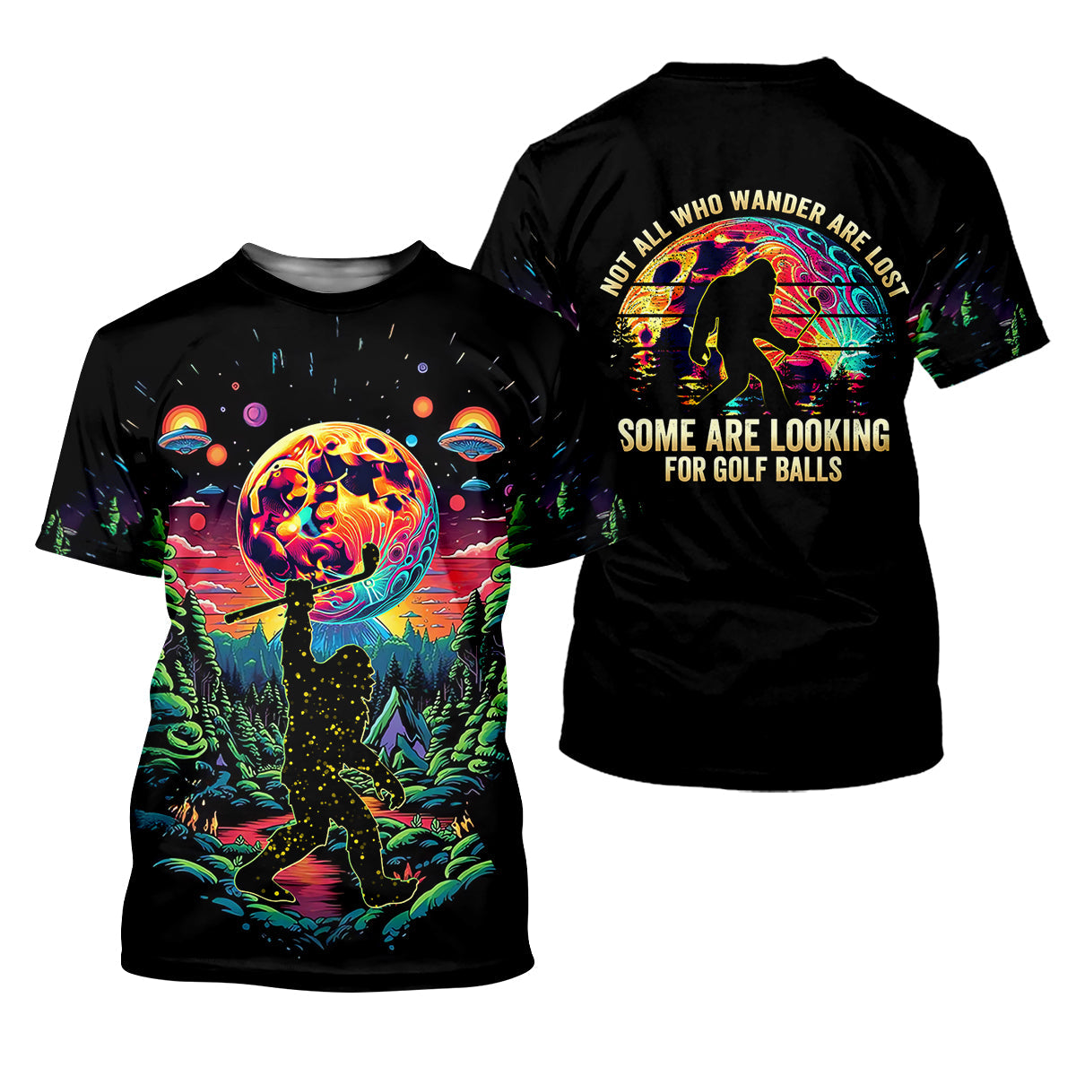 Not All Who Wander Are Lost Men's Golf Polo Shirt, Funny Bigfoot Golf Shirt, Dad Golf Gift