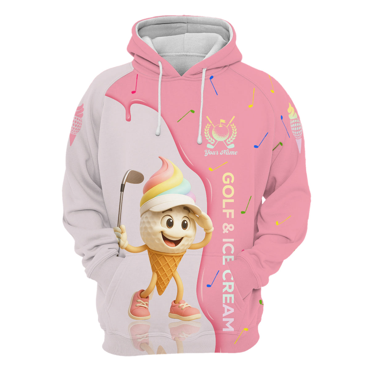 Golf And Ice Cream Funny Womens Golf Polo Shirt, Womens Golf Tops, Custom Ladies Golf Shirt