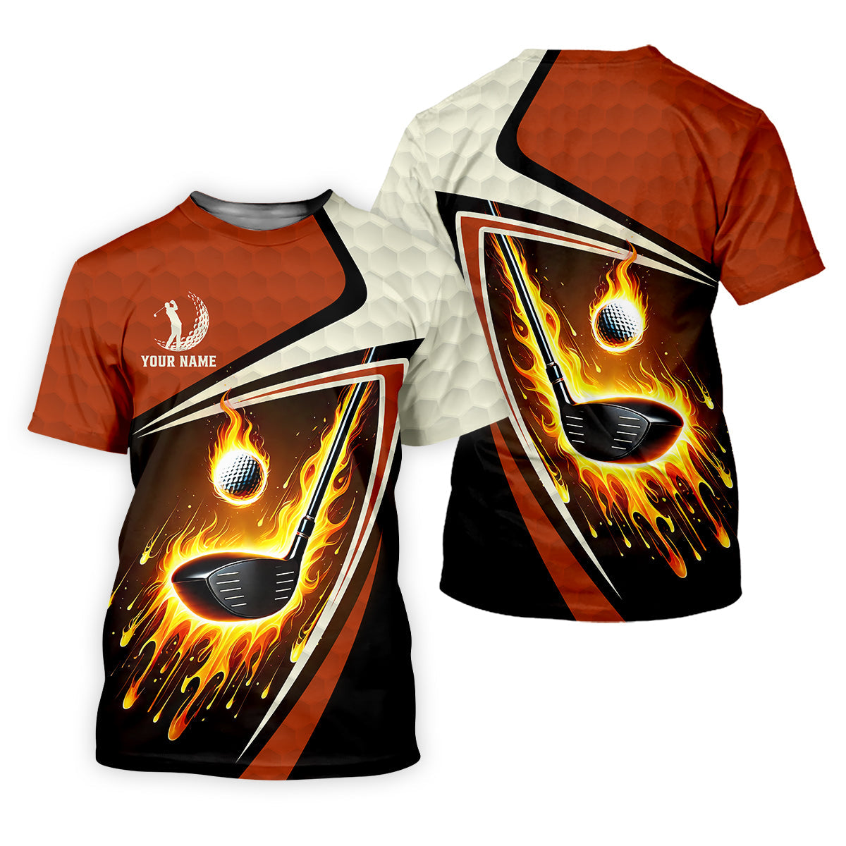 Fire Golf Ball Custom Men's Golf Polo Shirt, Funny Golf Shirt, Christmas Golf Gift