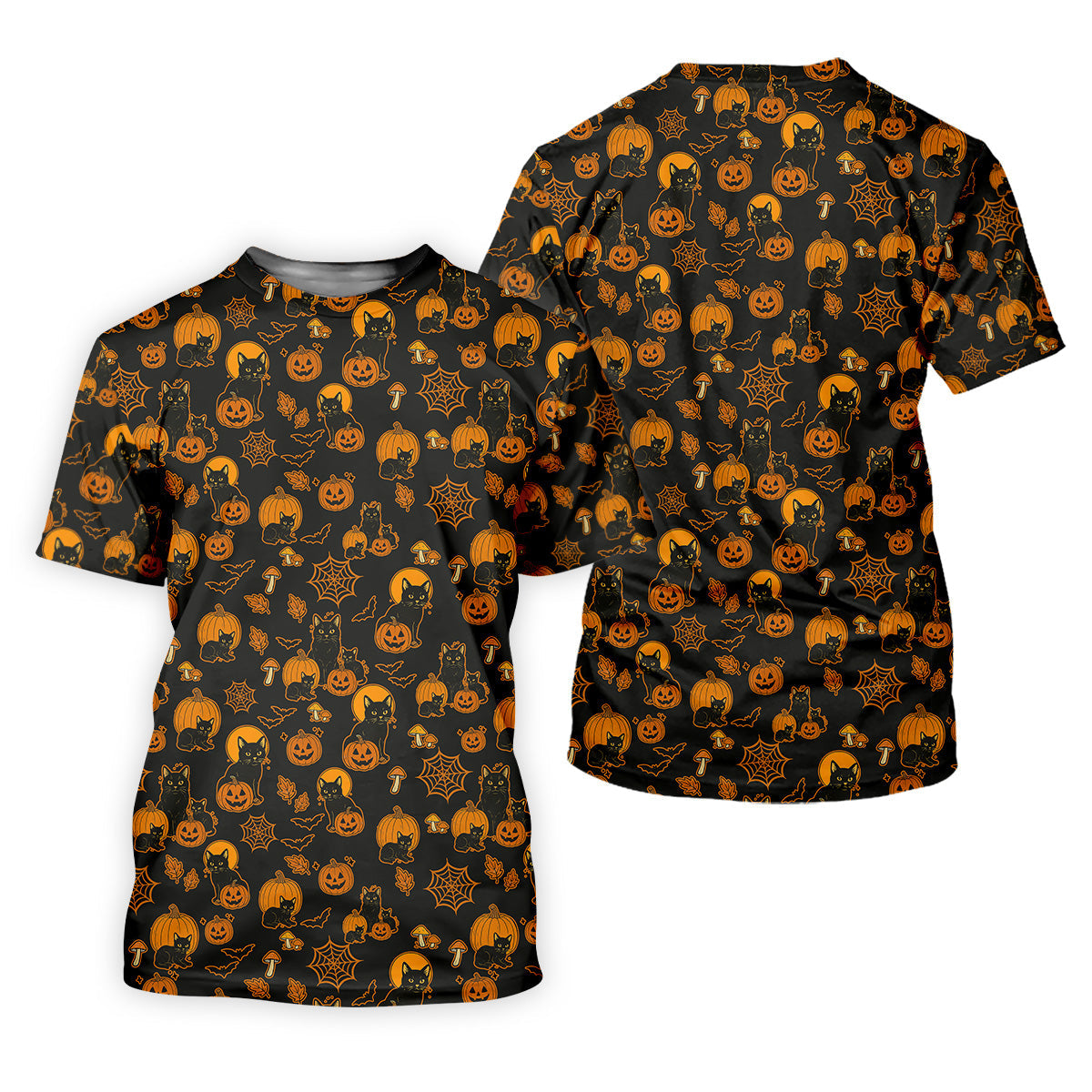 Black Cat Pumpkin Men Polo, Fun Golf Shirts For Men, Halloween Gift, Golfing Apparel