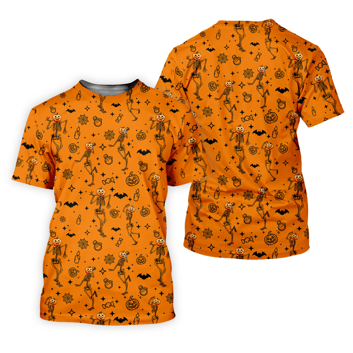 Skeleton Orange Golf Shirt, Halloween Golf Shirt, Fun Golf Polos, Men's Long Seeve Golf Shirts, Golf Gifts For Men