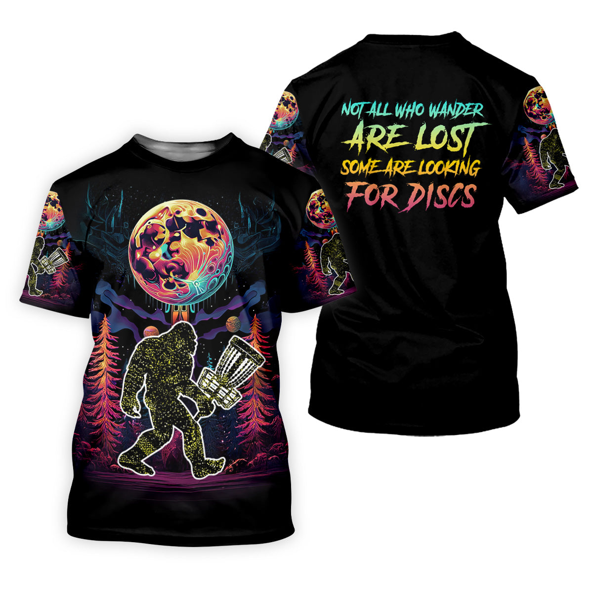 Not All Who Wander Are Lost Bigfoot Discs Golf Men's Golf Polo Shirt, Mens Golf Gift, Funny Golf Shirt