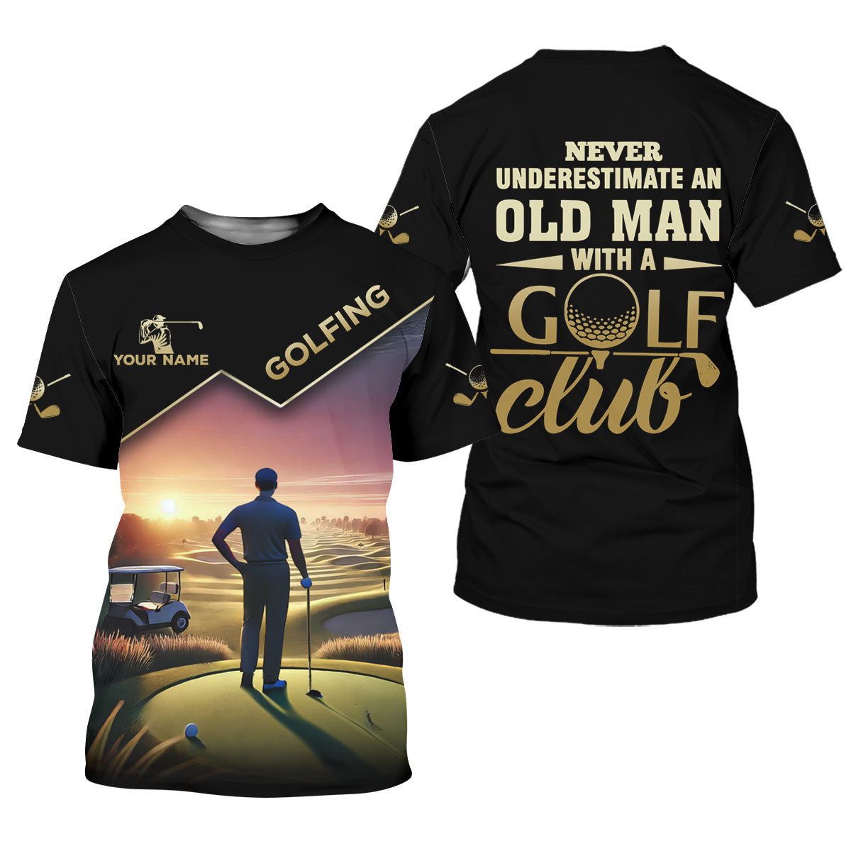 Never Underestimate An Old Man Personalized Men's Golf Polo Shirt, Christmas Golf Gift