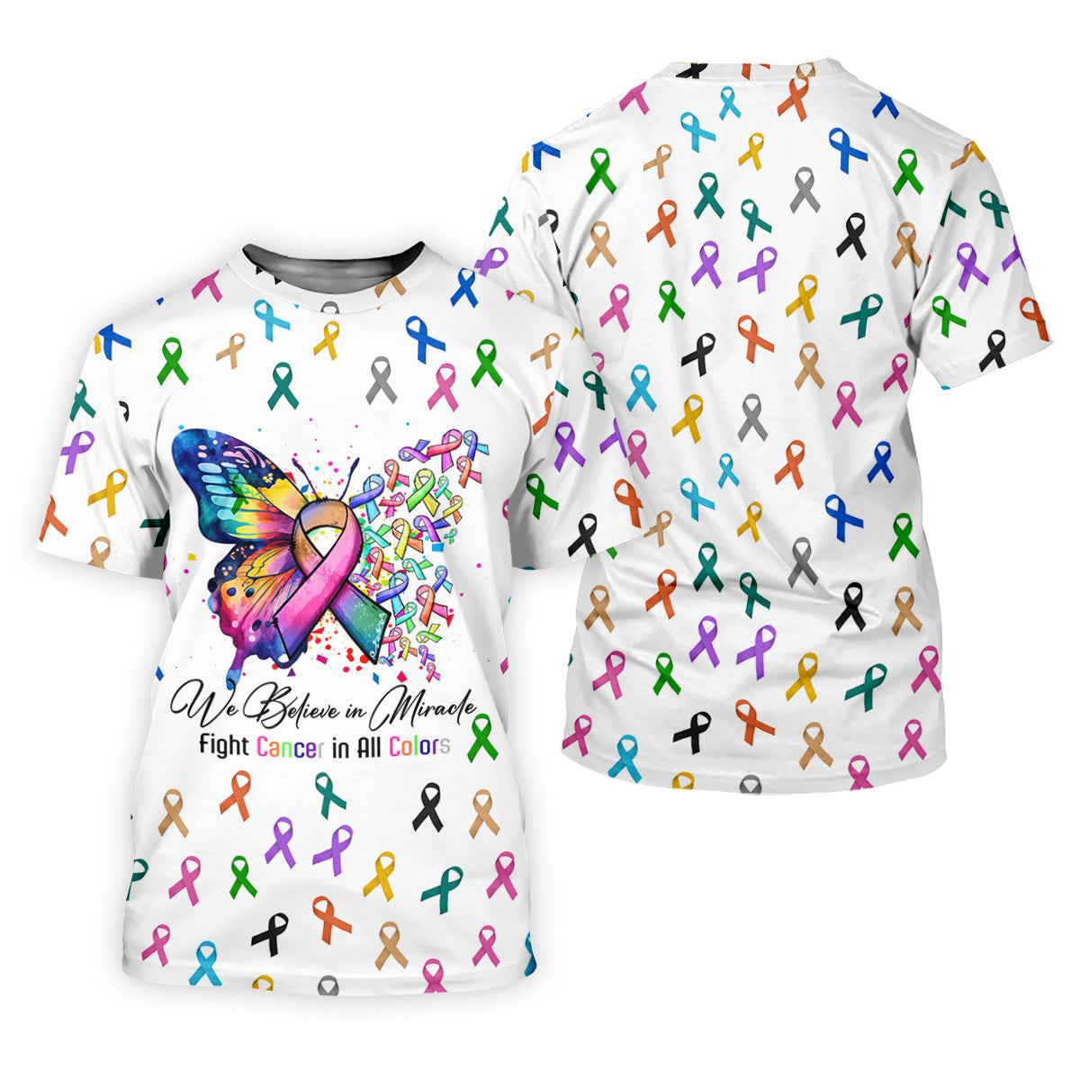 Fight Cancer In All Color Men's Polo Shirt, Cancer Awareness Shirt, Cancer Fighter Shirt, Golf Gift For Men