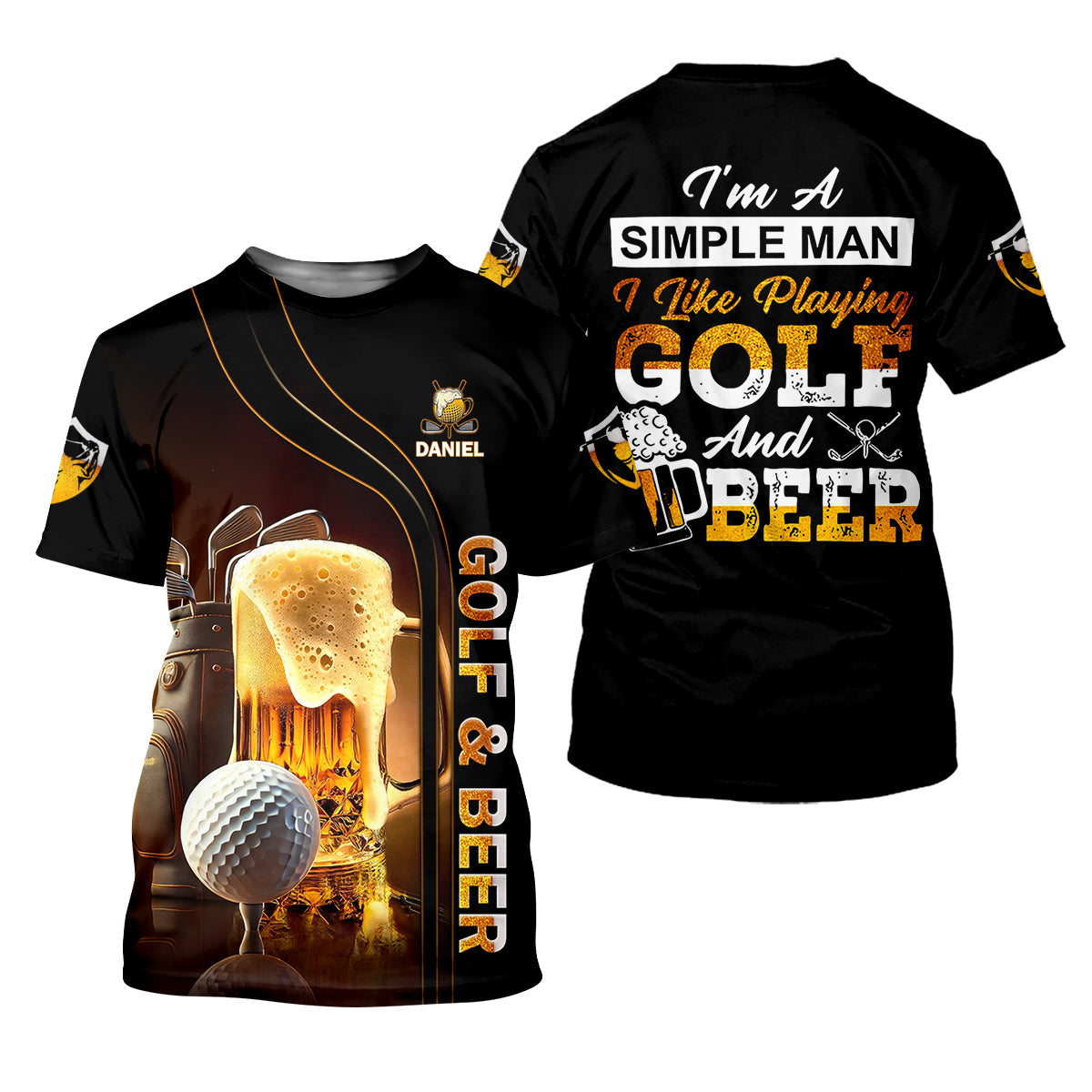 I'm A Simple Man I Like Playing Golf & Beer Custom Funny Golf Polo Shirt, Dad Golf Gifts