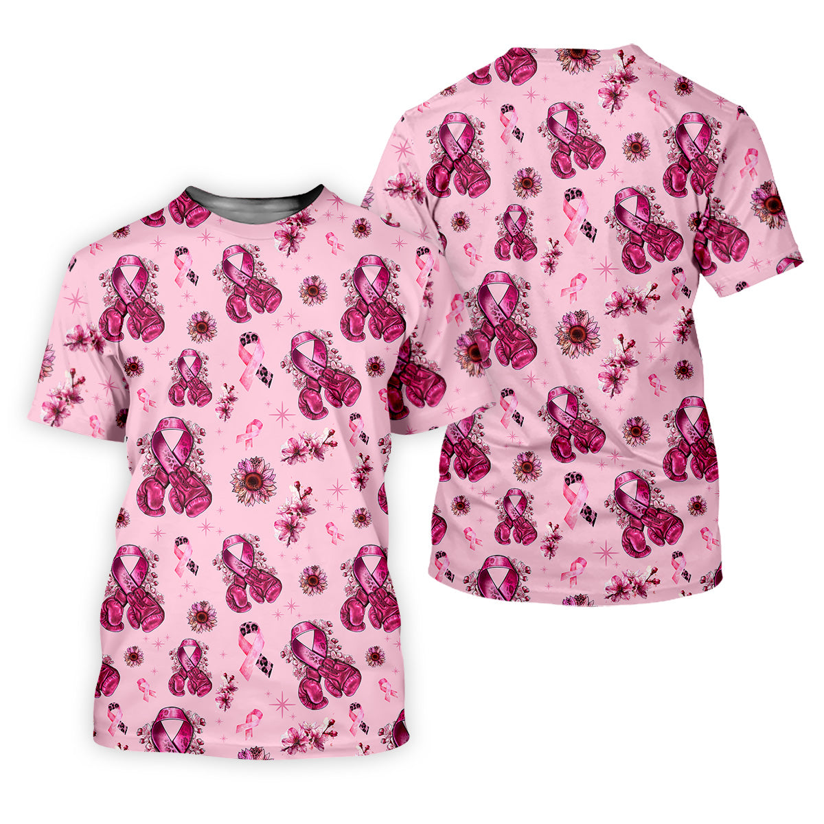 Boxing Gloves Fighter Pink Breast Cancer Golf Shirt, Breast Cancer Support Shirts, Womens Golf Polo