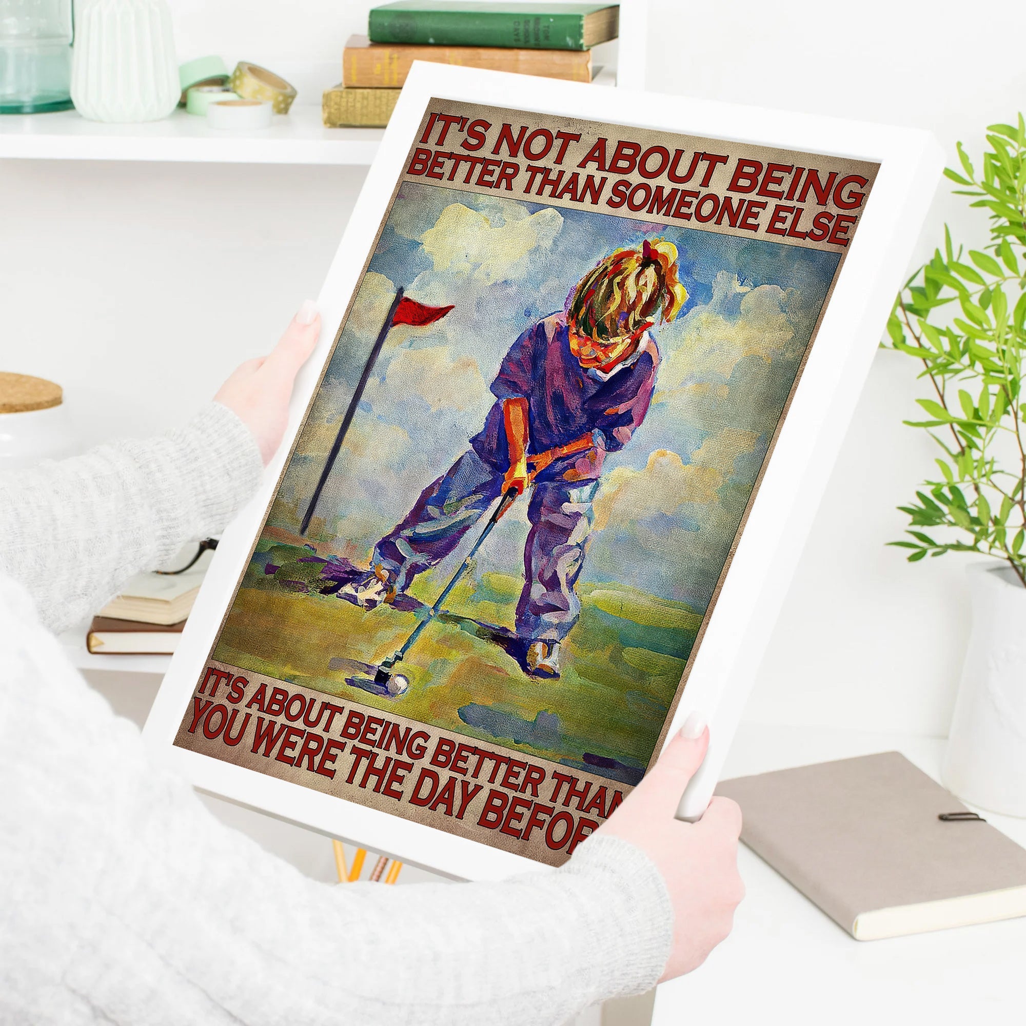 It's Not About Being Better Than Someone Else Canvas Wall Art, Golf Decor, Gift For Golf Lovers