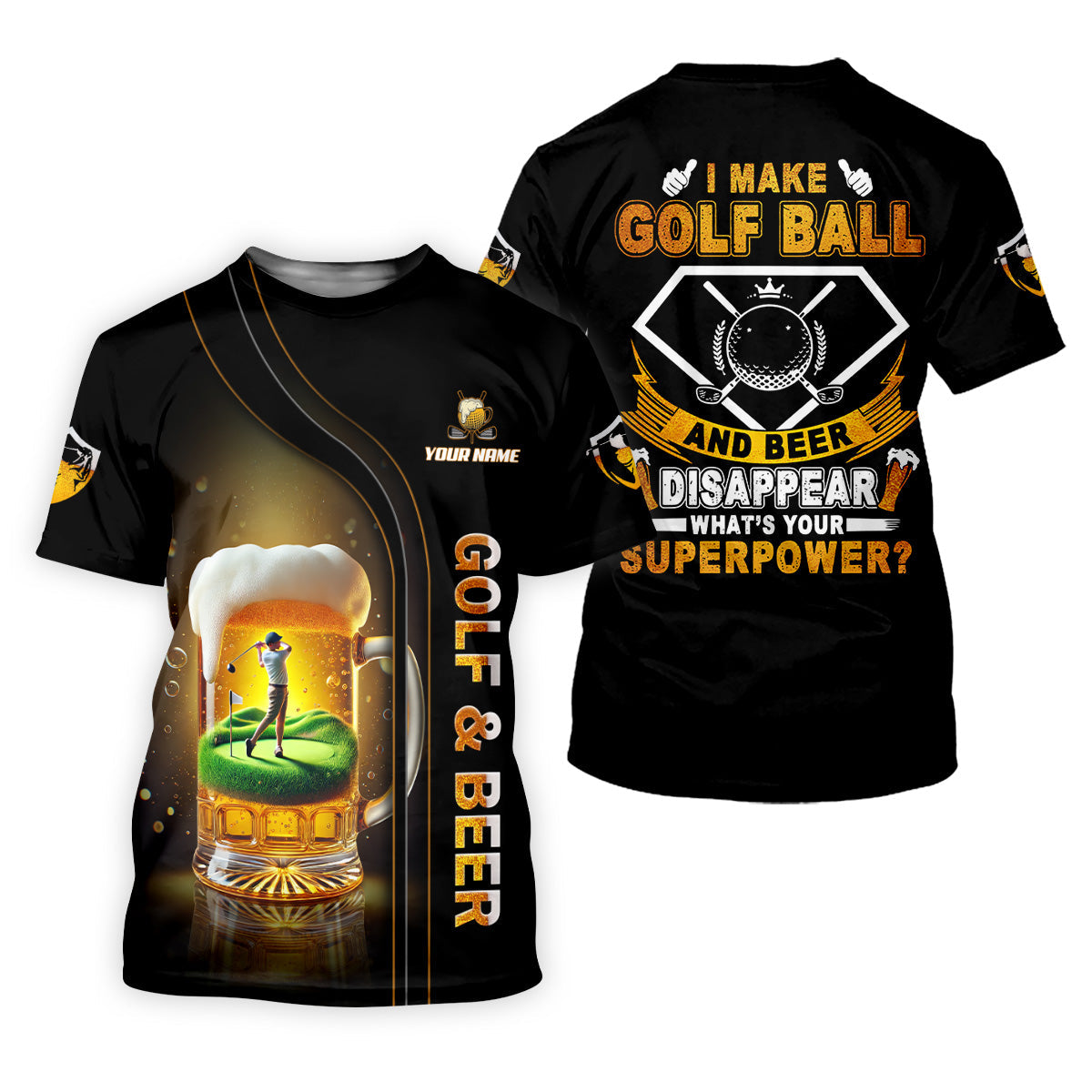 I Make Golf Ball And Beer Custom Men's Golf Polo Shirt, Funny Golf Shirt, Dad Golf Gift