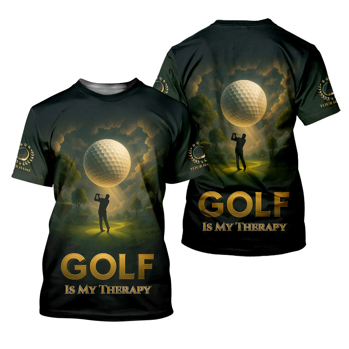 Golf Is My Therapy Cool Golf Polos, Golf Shirts For Men, Personalized Golf Ball Hoodies For Men, Customized Golf Polos
